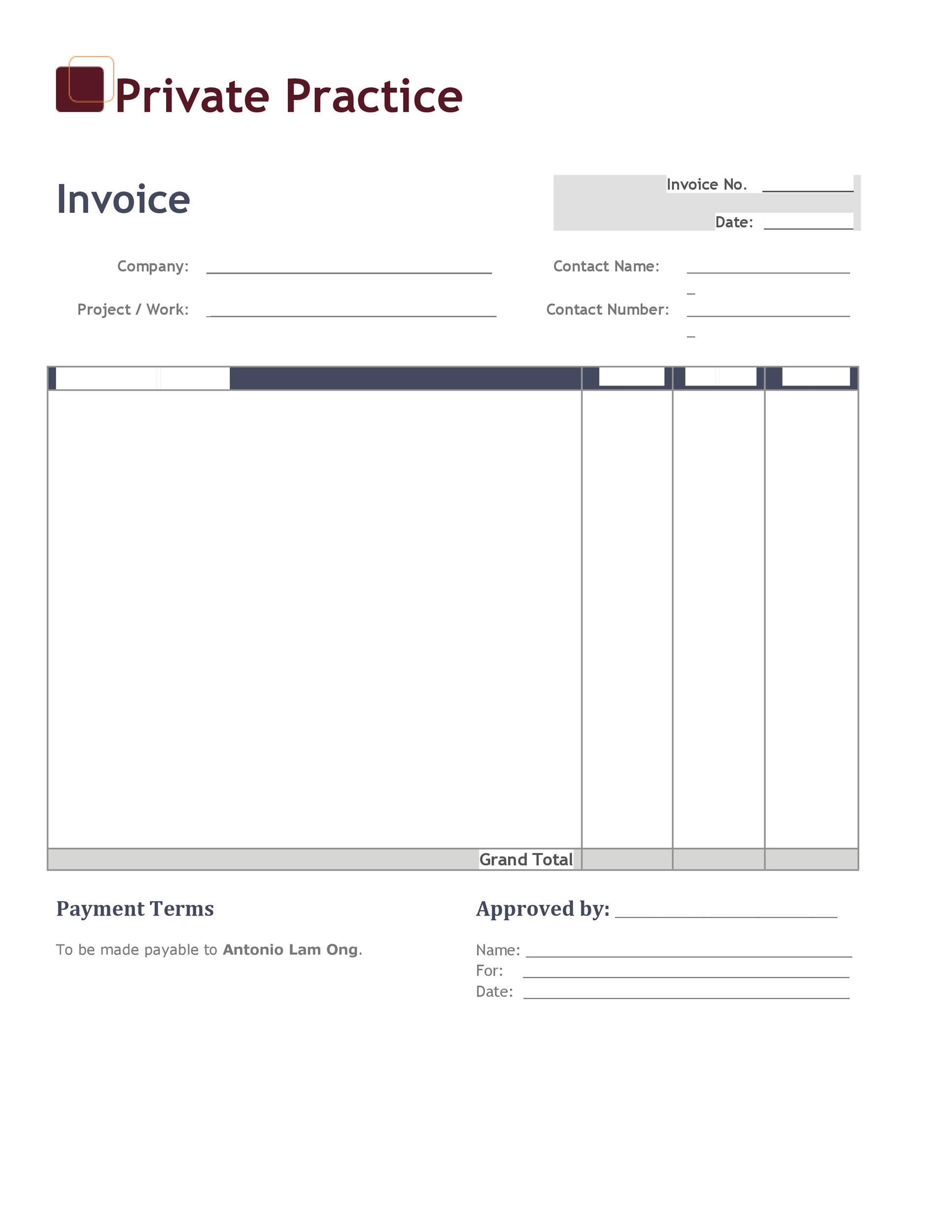Printable Sales Invoice Printable World Holiday