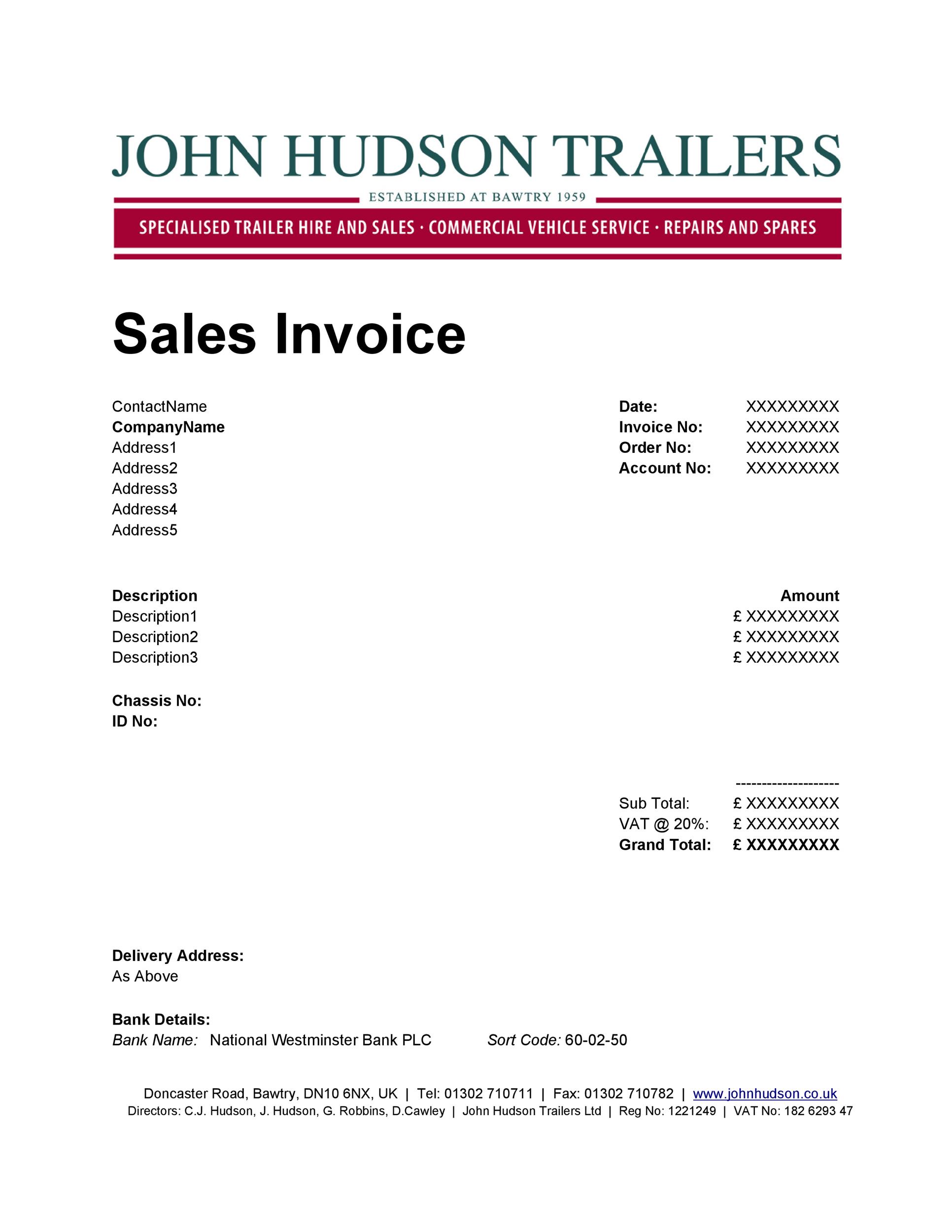 Sales Invoice Templates 18+ Free Printable Xlsx, Docs & PDF Formats