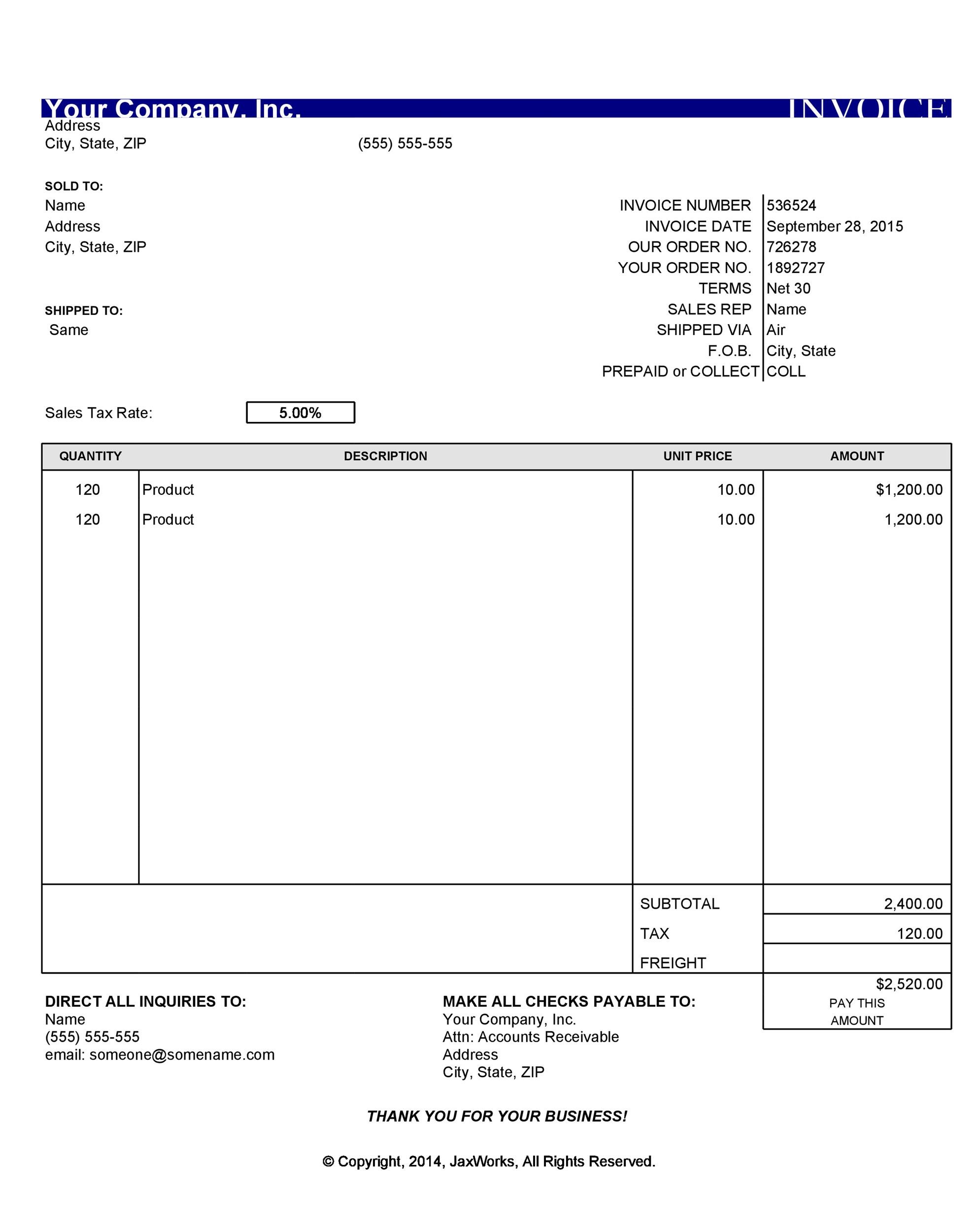 simple invoice template printable