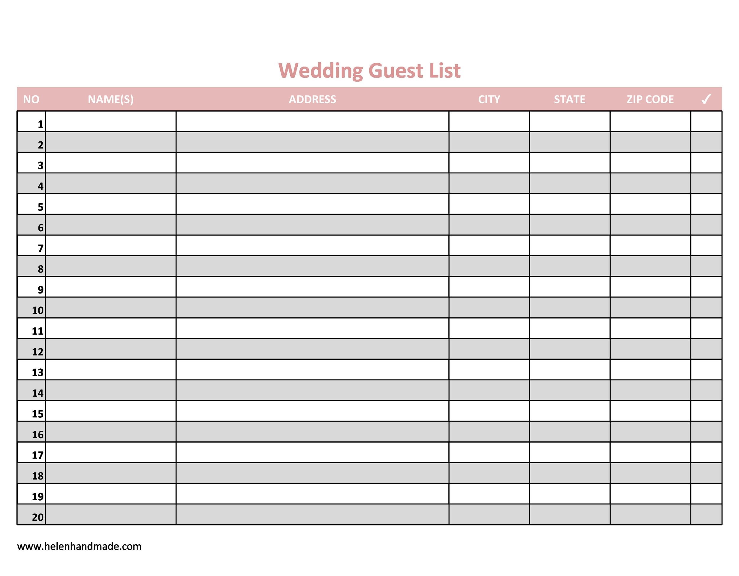 Guest List Guest List Tracker Printable Guest Sheet -  Portugal