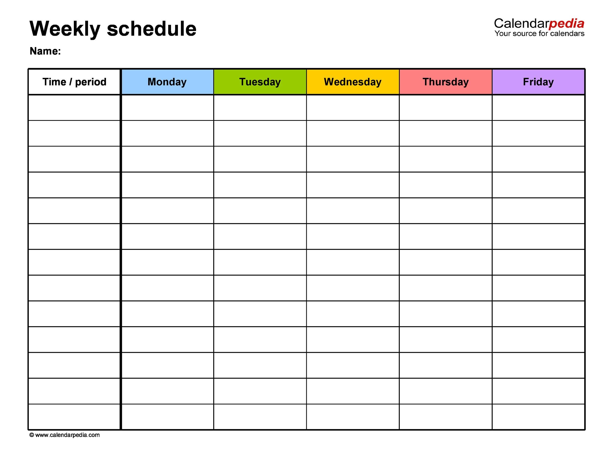 Printable Work Schedule Template