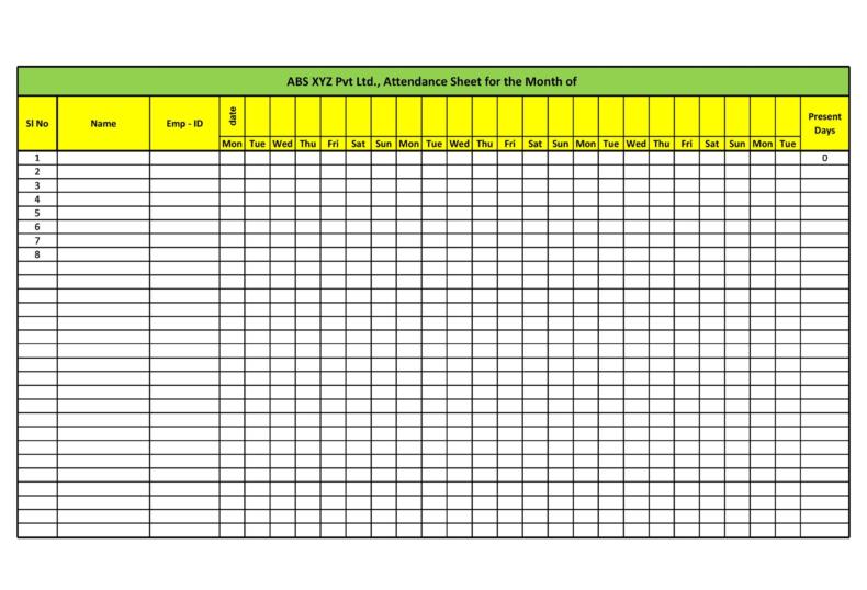 editable excel student attendance template
