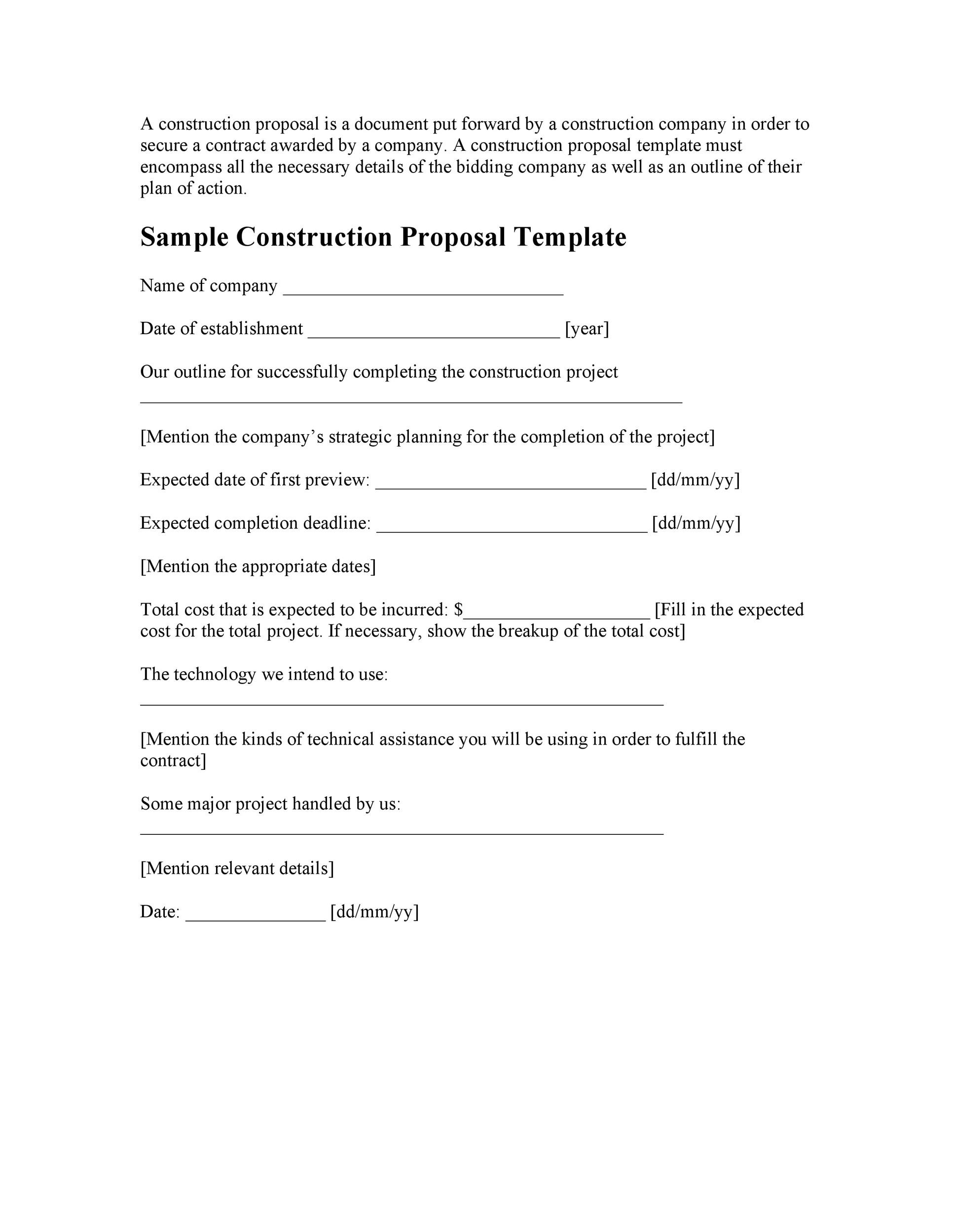 business proposal write up sample