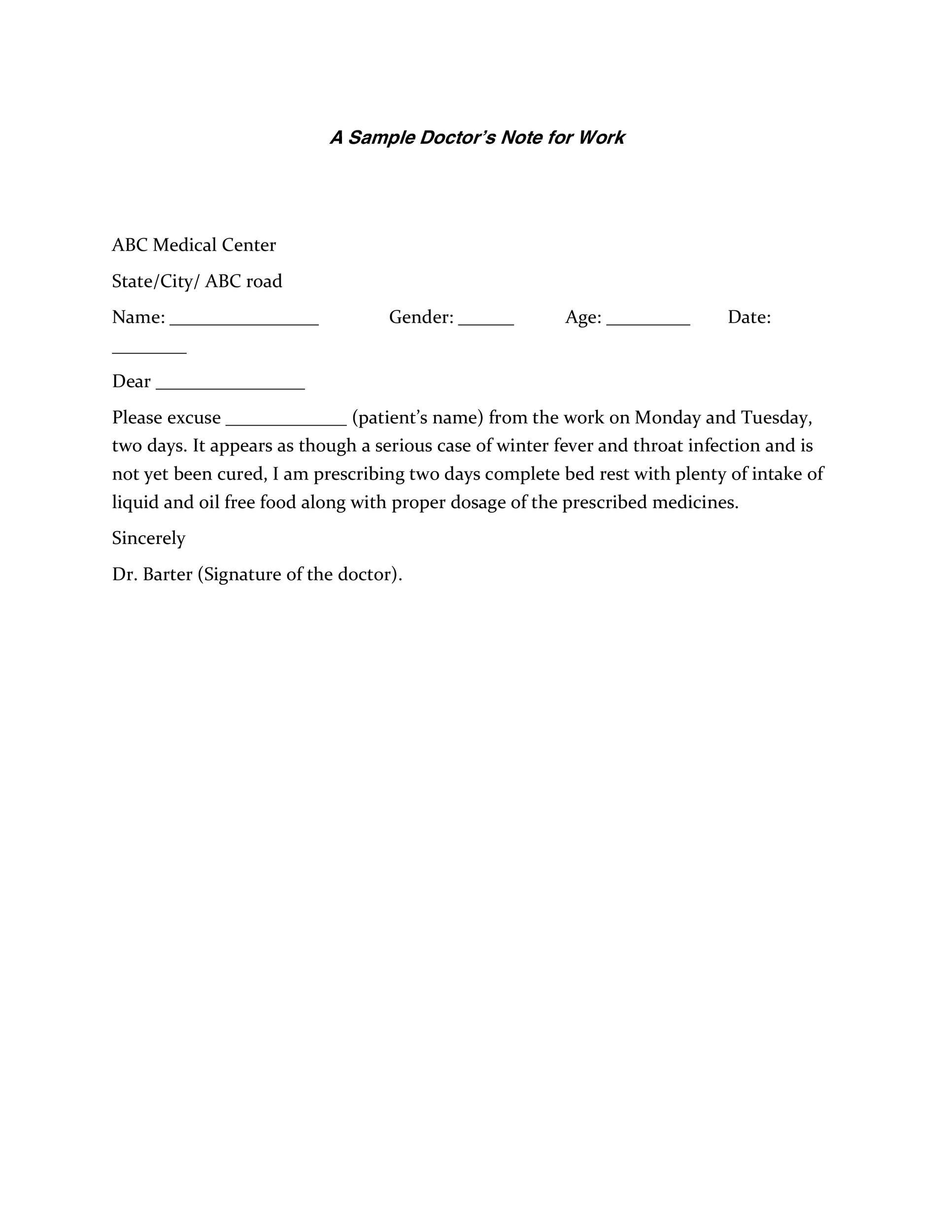 25 free doctor note excuse templates templatelab