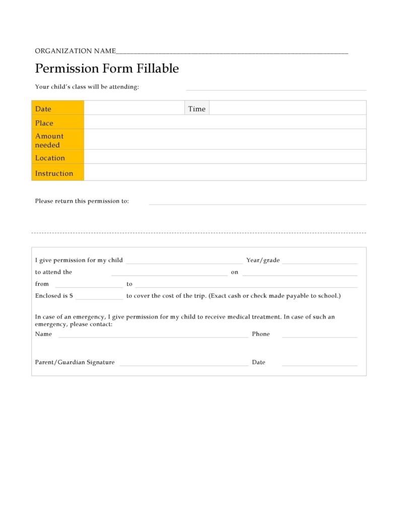 35 Permission Slip Templates & Field Trip Forms