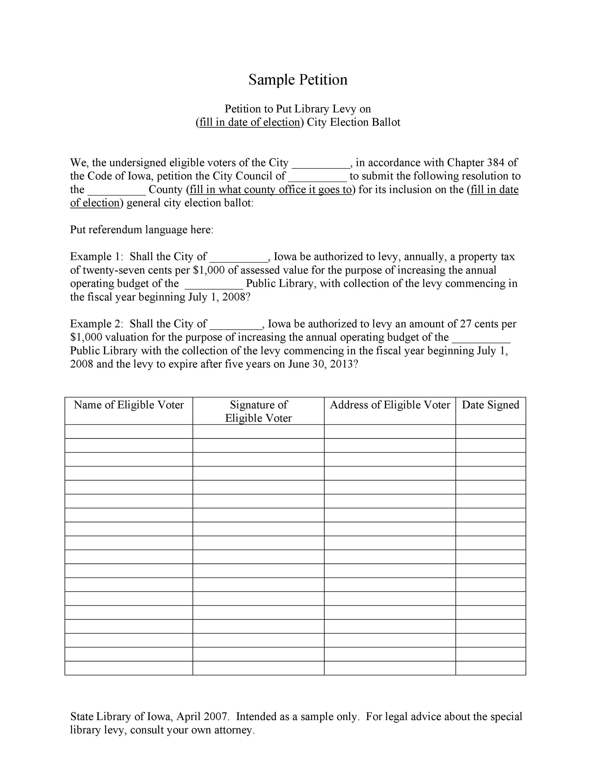 how to write a petition format