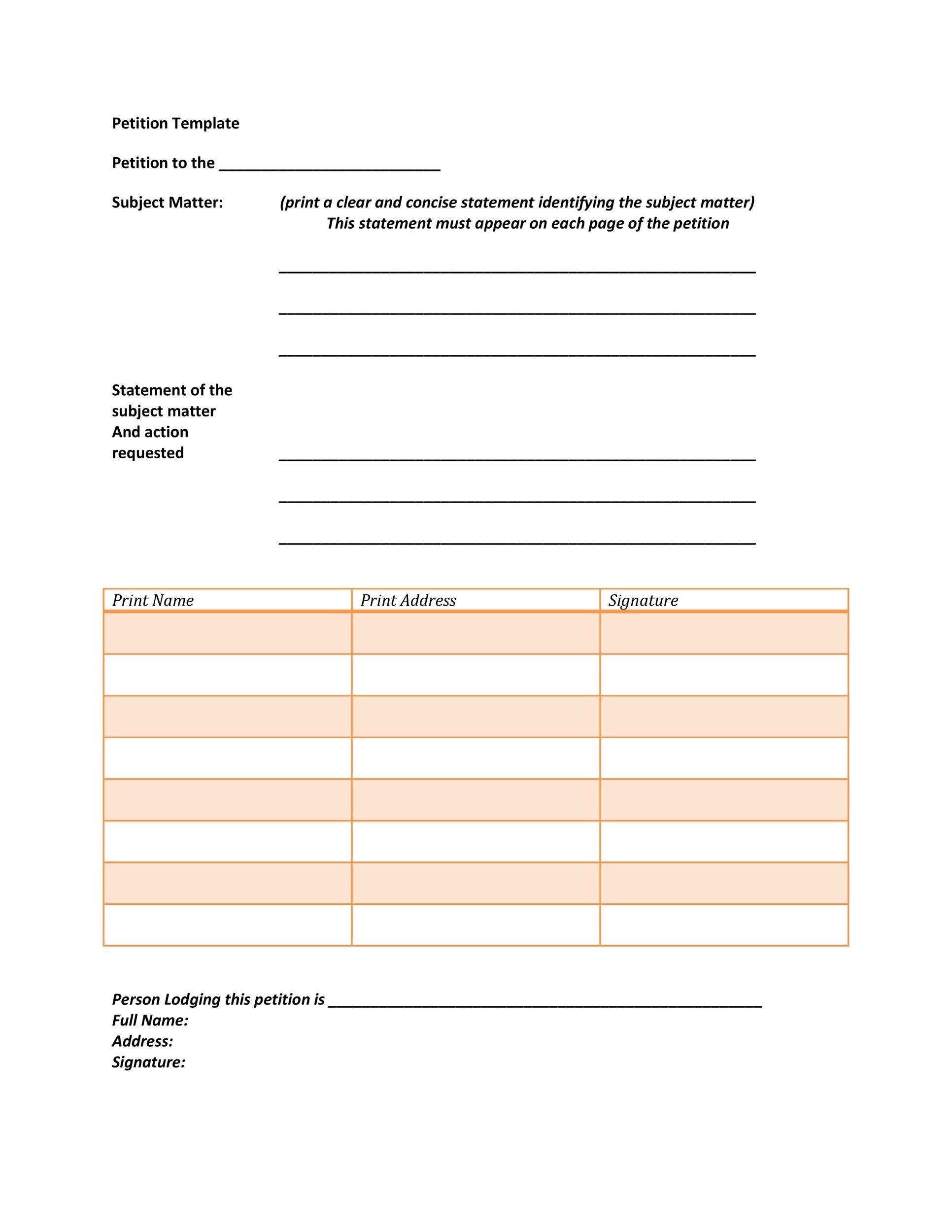 Free Petition template 08