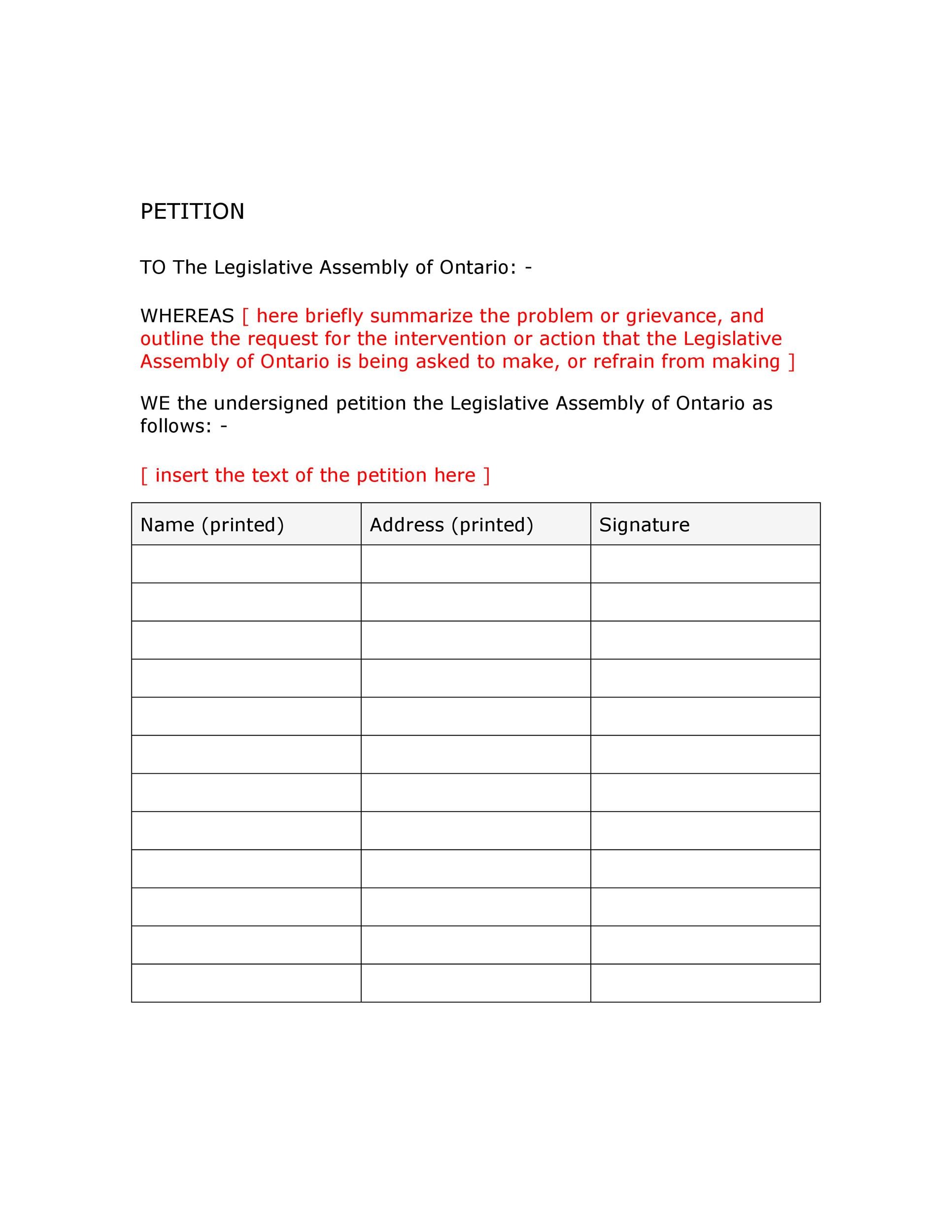 Free Petition template 17