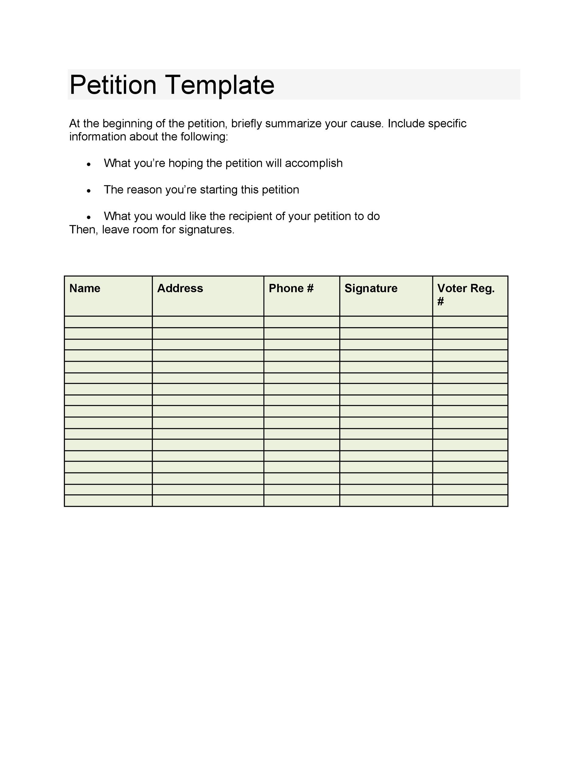 Free Petition template 19