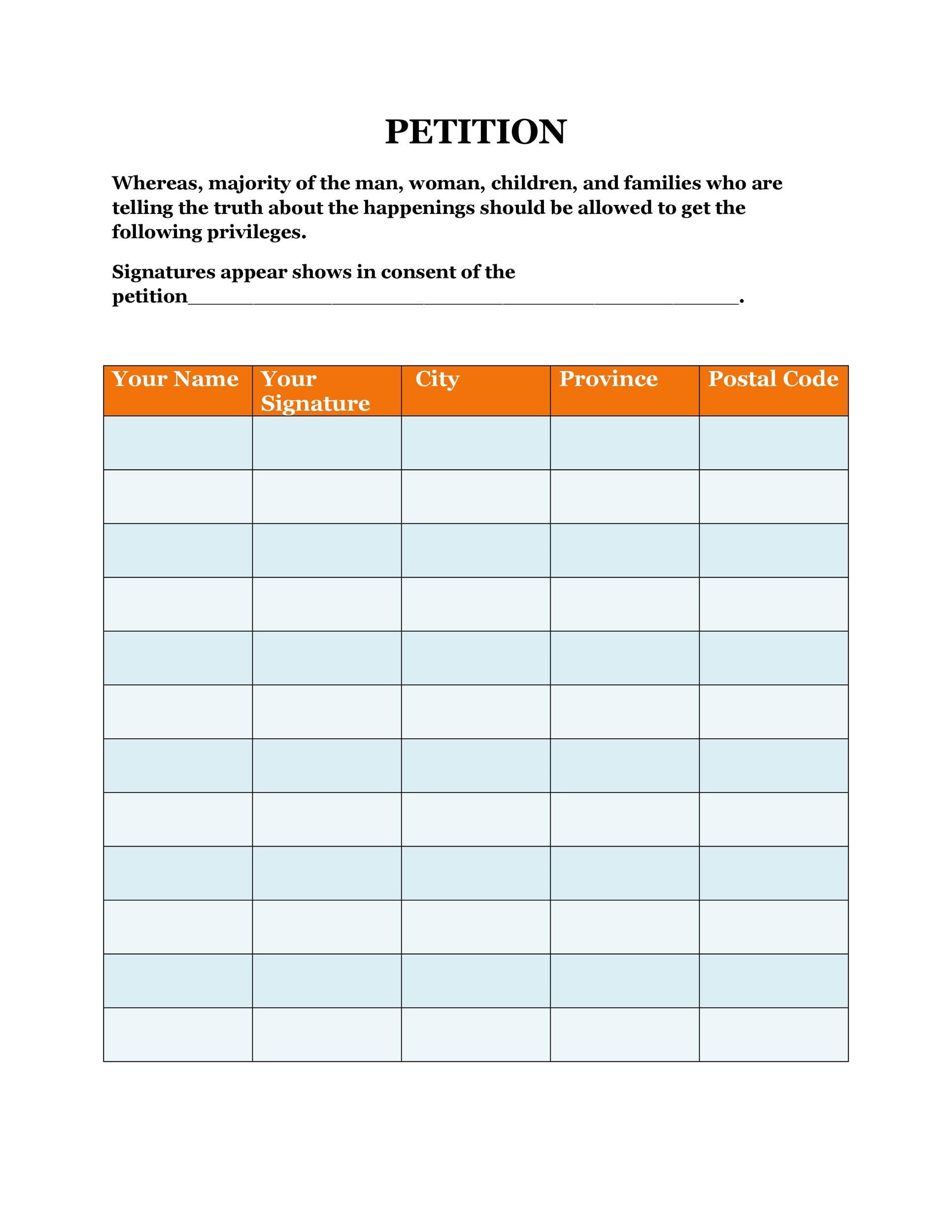 Printable Petition Template Free