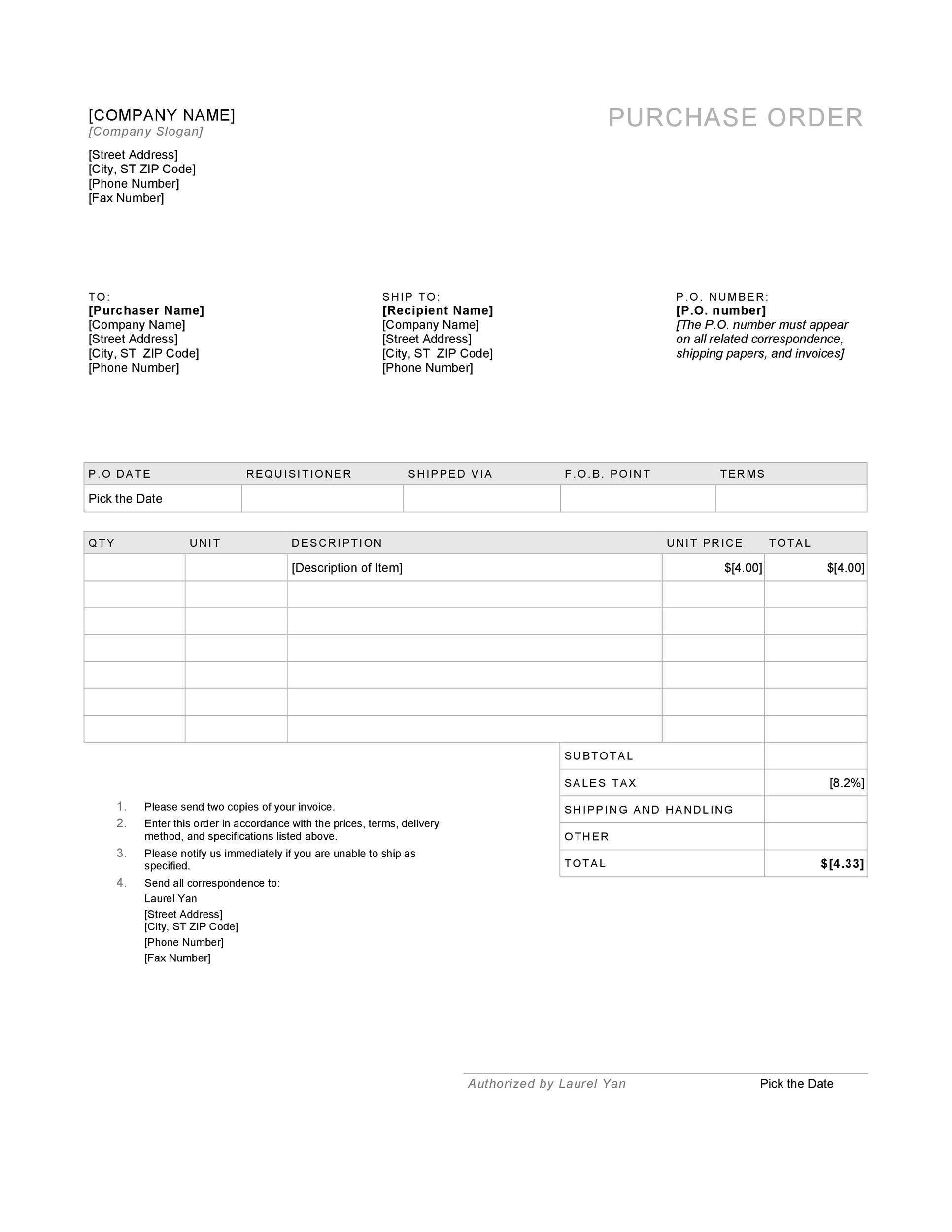 Construction Purchase Order Template Excel from templatelab.com