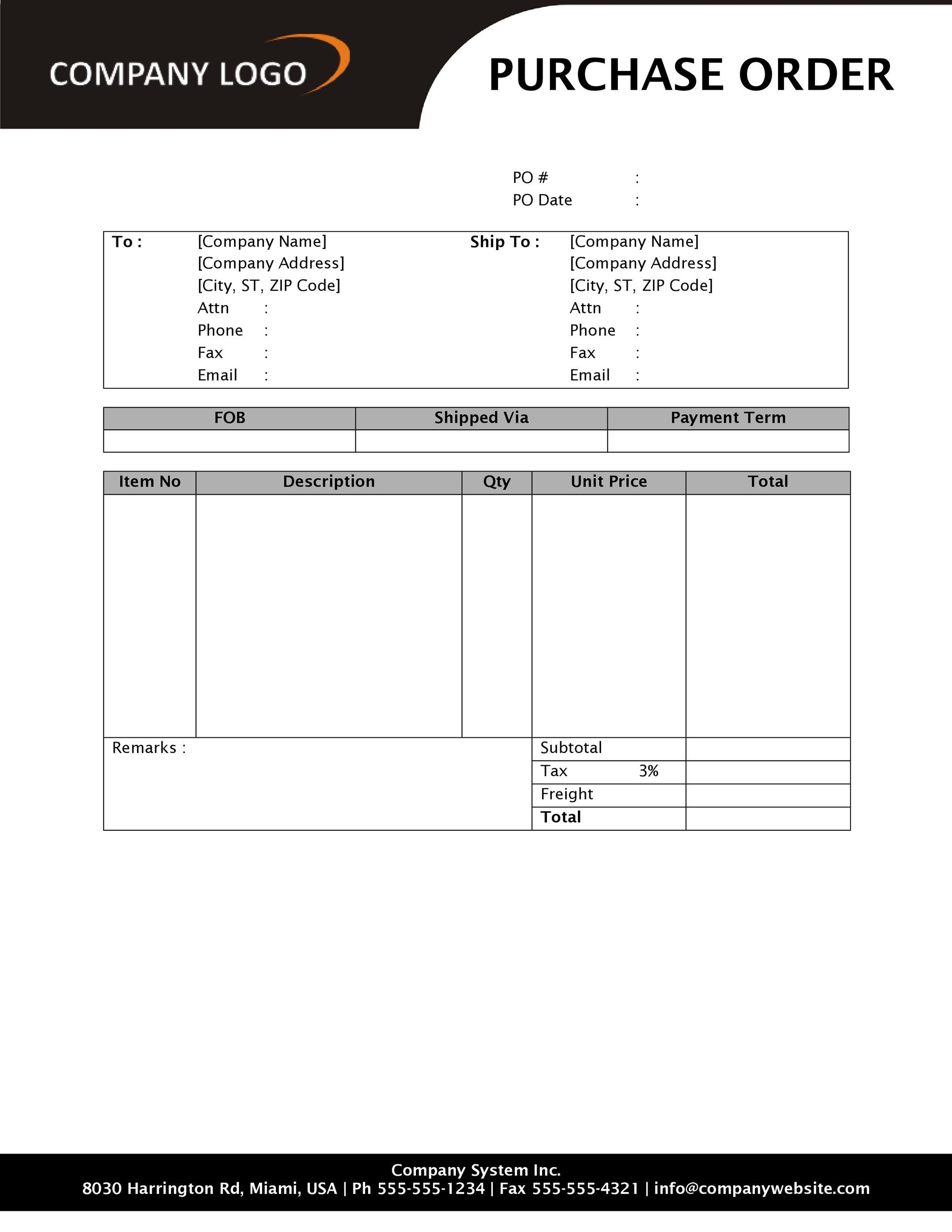 43 Free Purchase Order Templates in Word Excel PDF