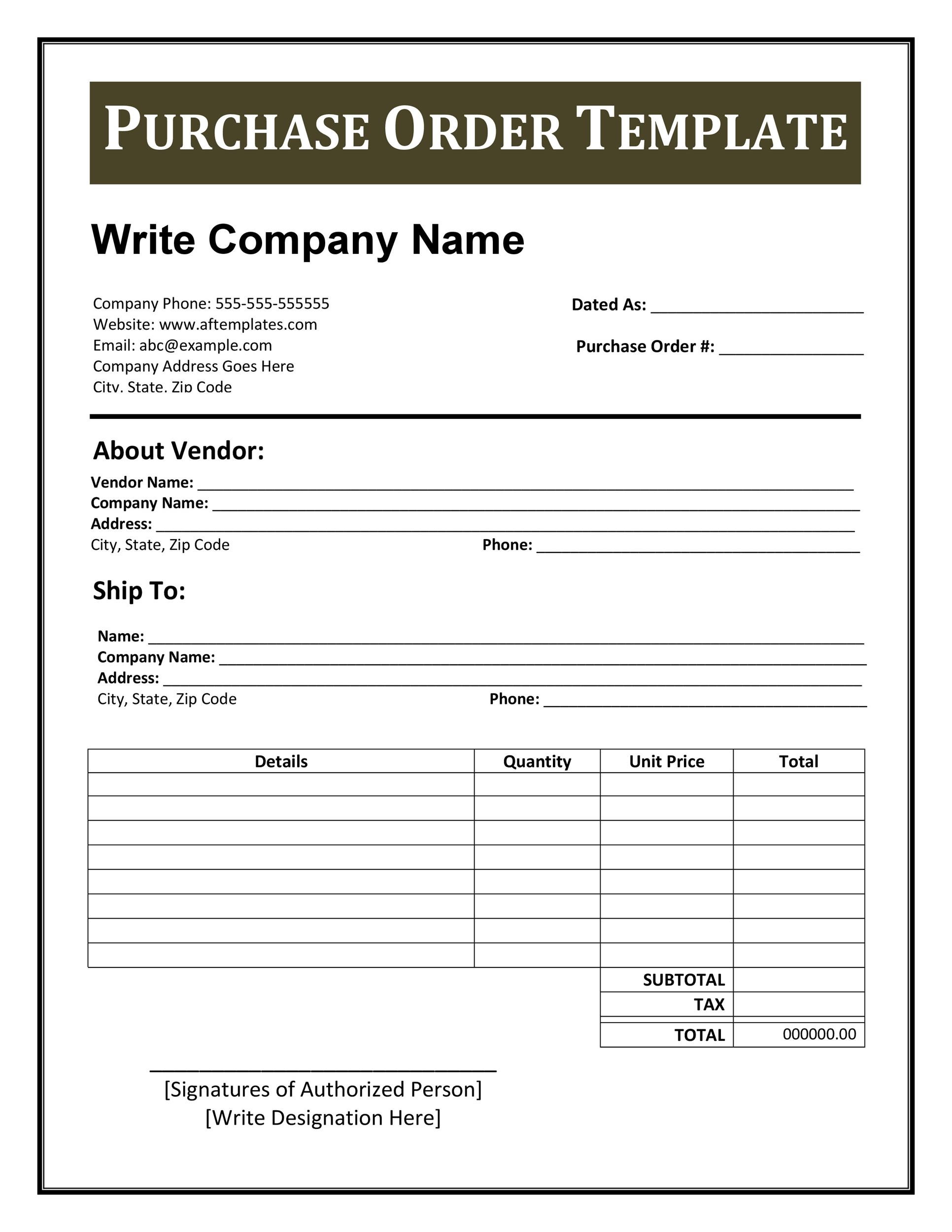 43 Free Purchase Order Templates In Word Excel Pdf Access purchase order template free