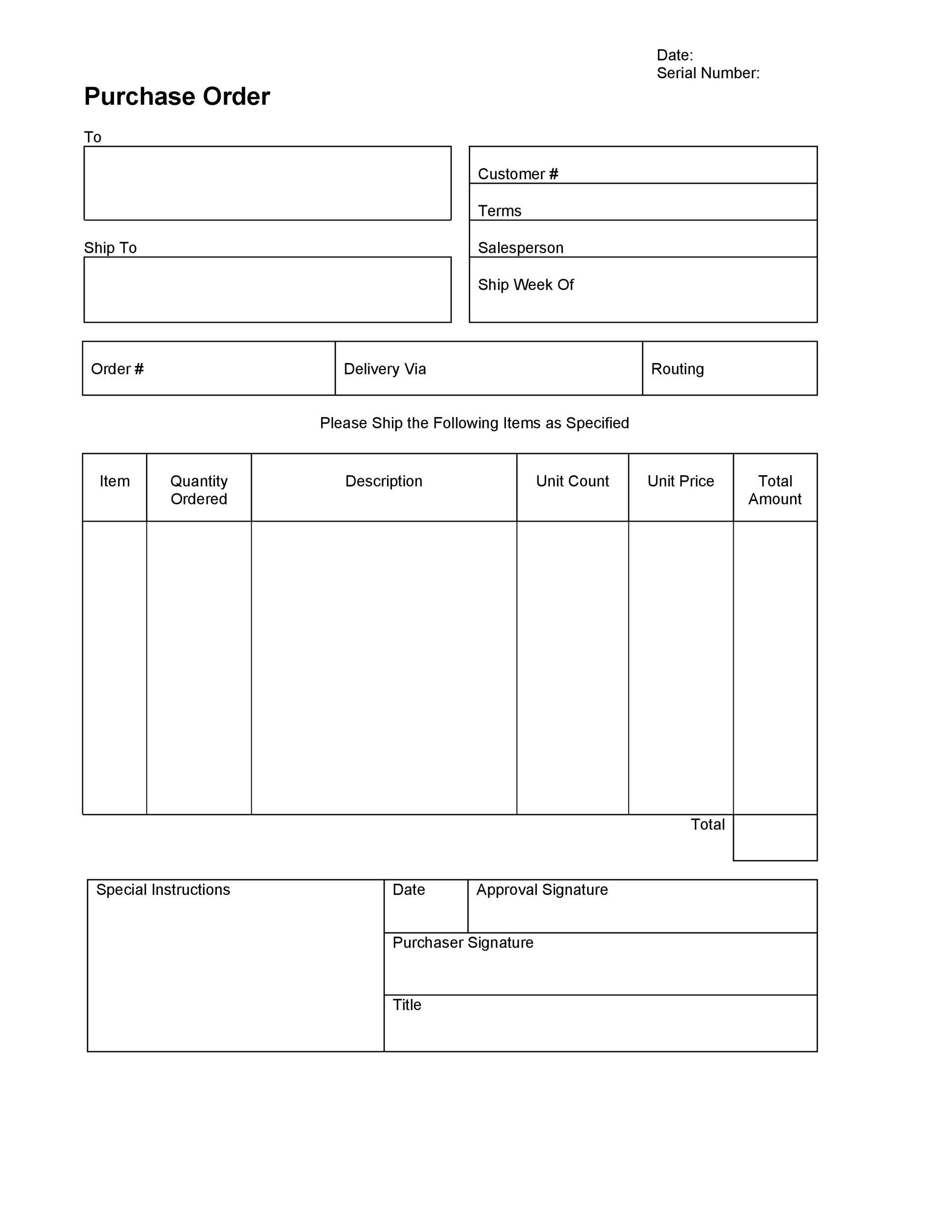 simple order form template word
