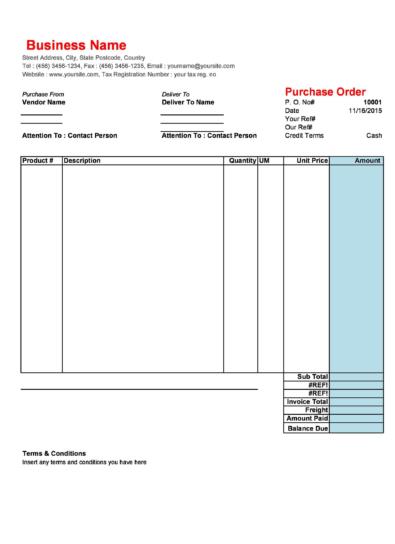 Word Purchase Order