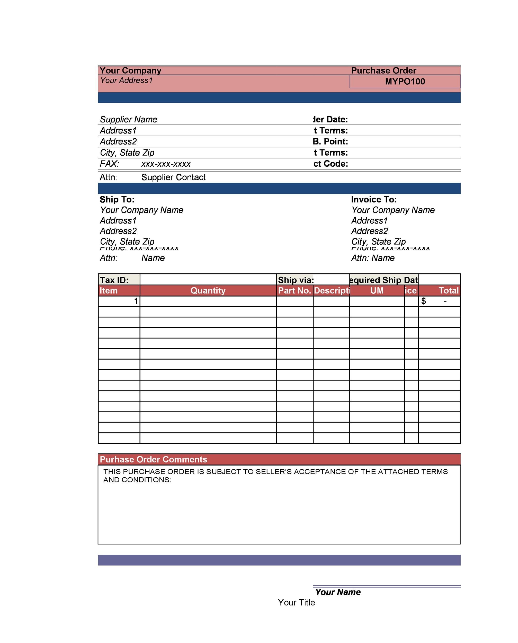 37 Free Purchase Order Templates in Word & Excel