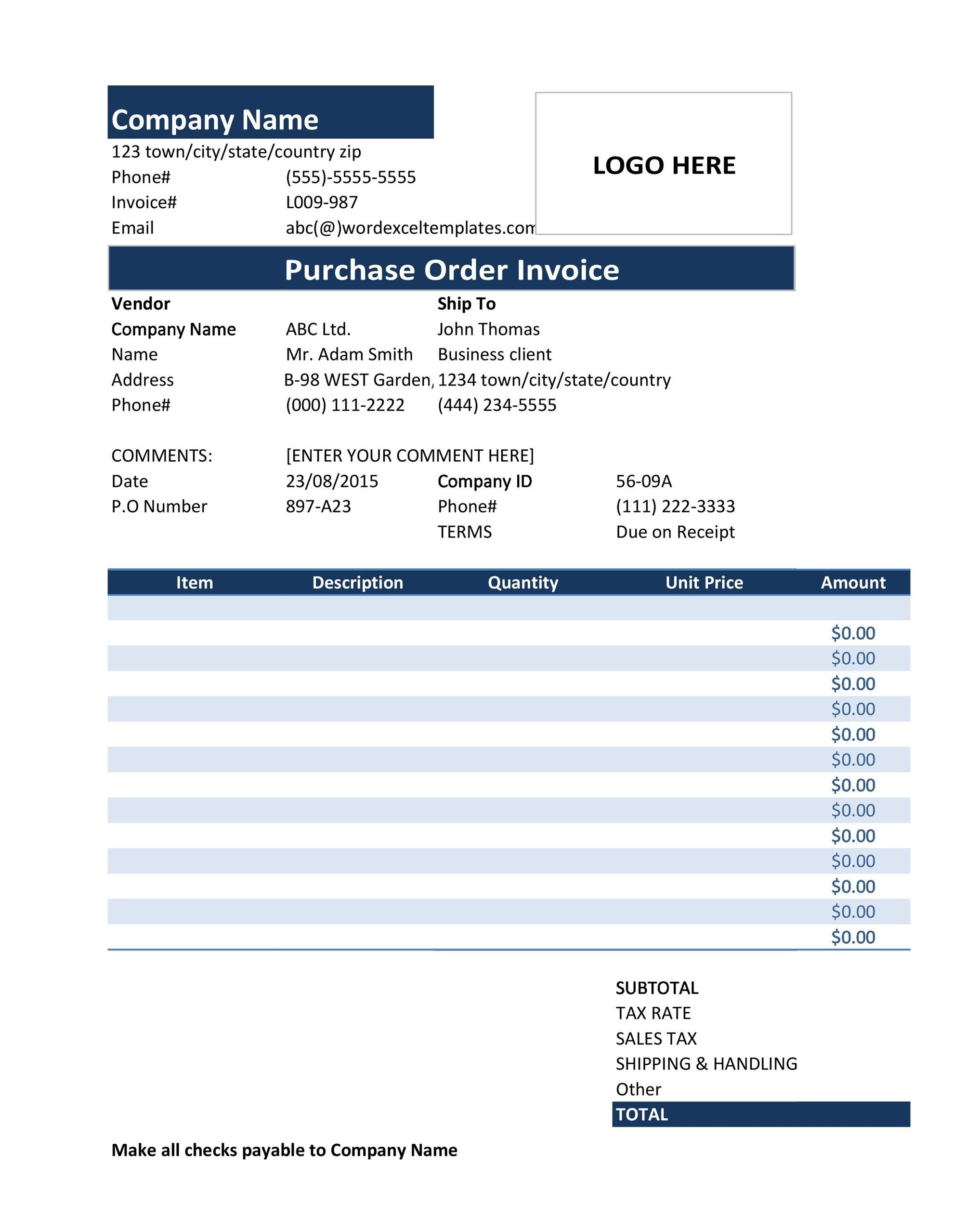 Purchase Order Report Template 54 Purchase Order Examples