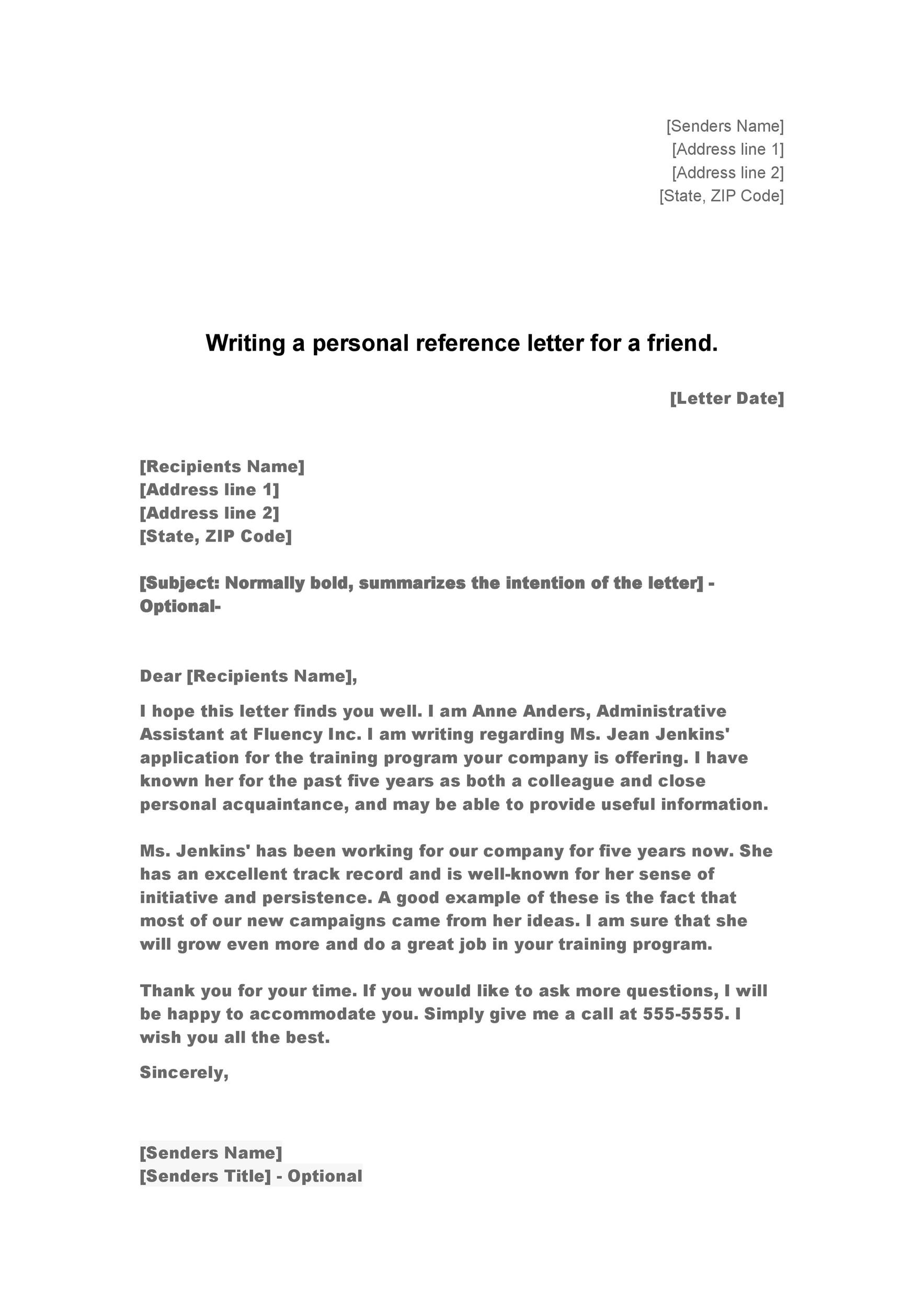 Tenant Reference Letter Template Uk
