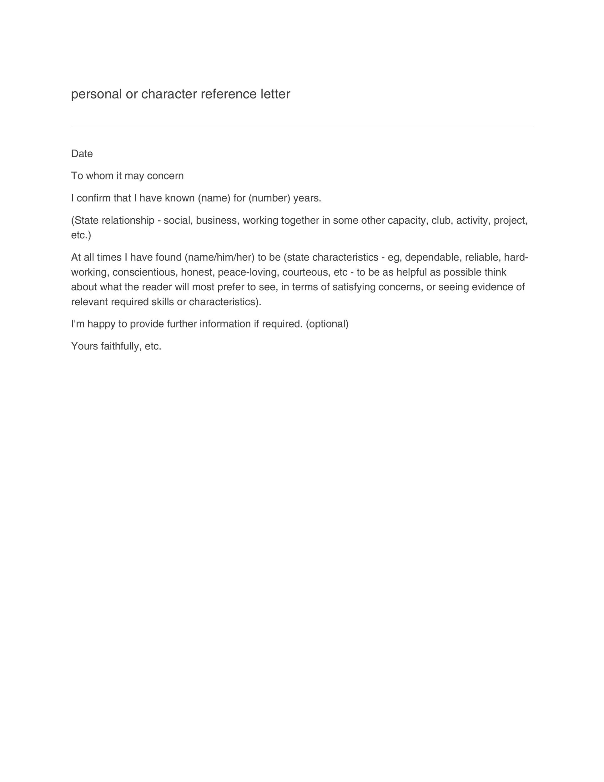 letter of recommendation template business