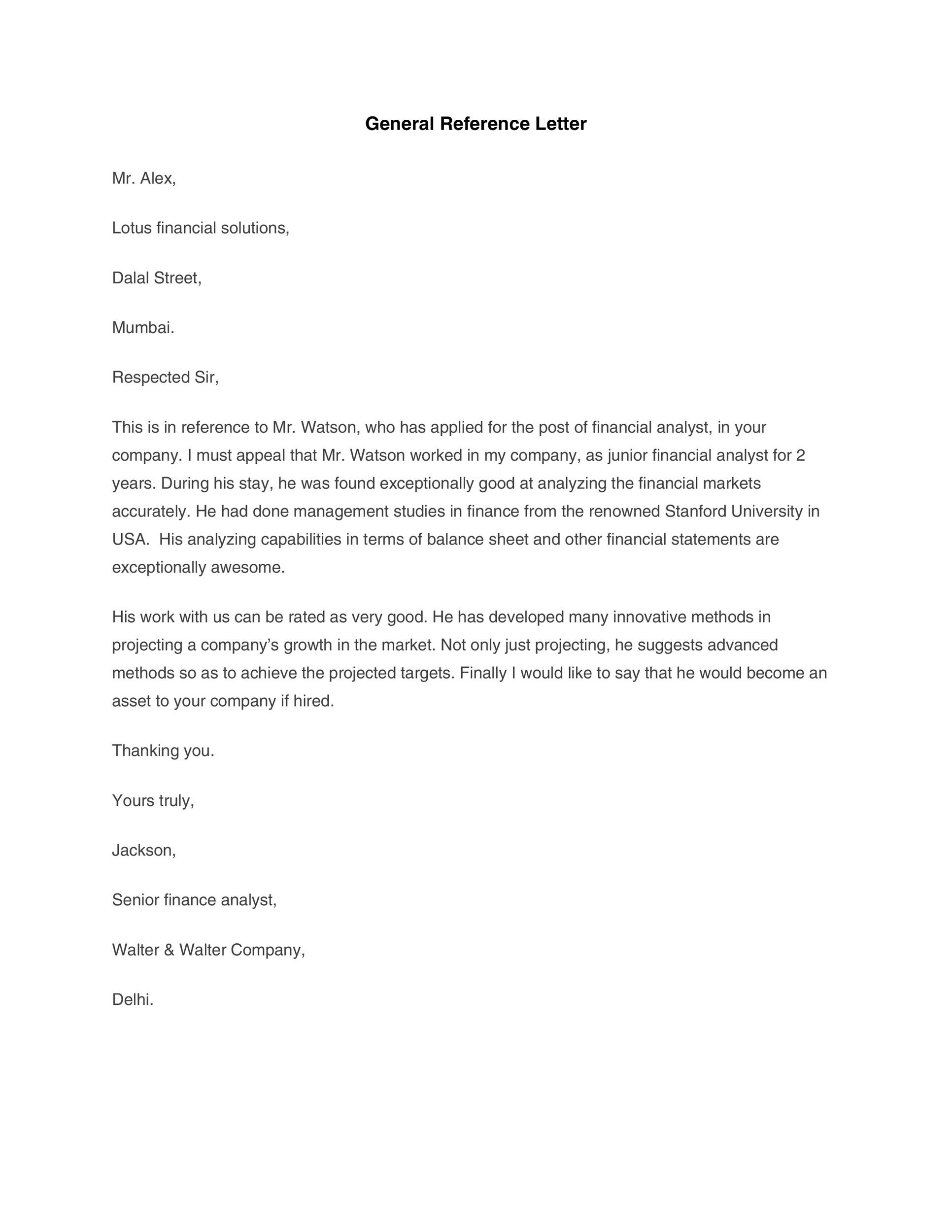 Character Reference Letter For