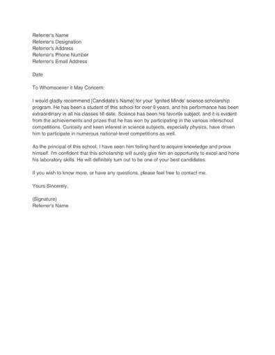 Personal Reference Letter Templates
