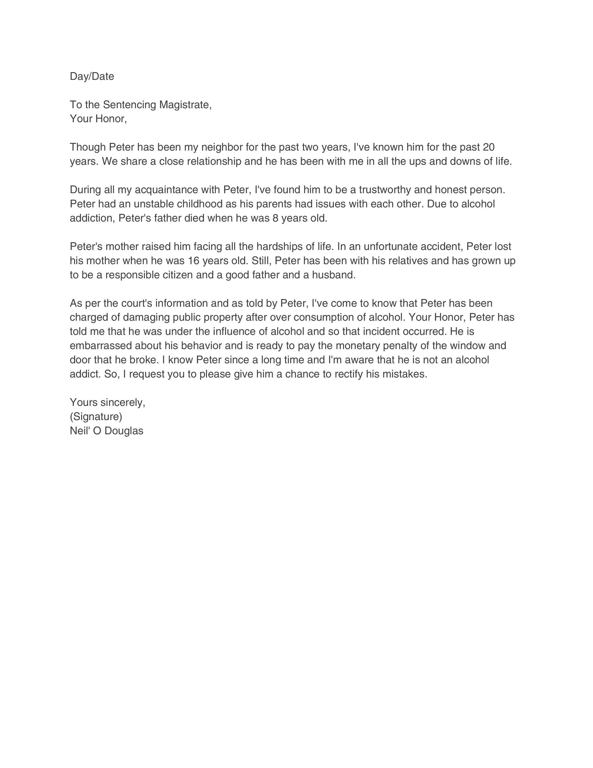 Character Reference Letter For My Brother For Court from templatelab.com