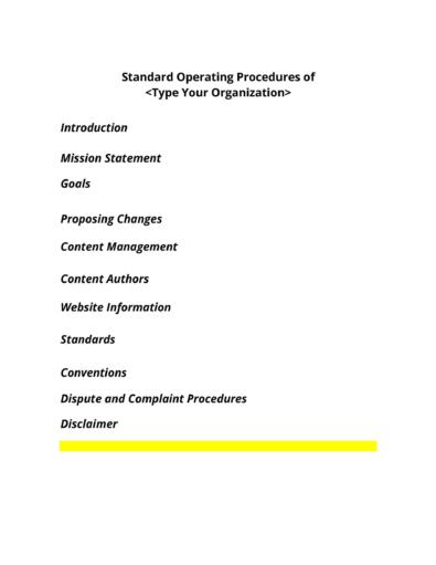 Example Standard Operating Procedure Sop Performatech
