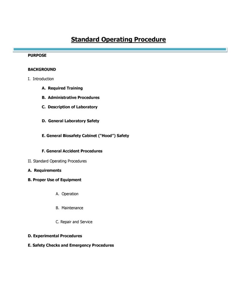 Example Standard Operating Procedure Sop Performatech