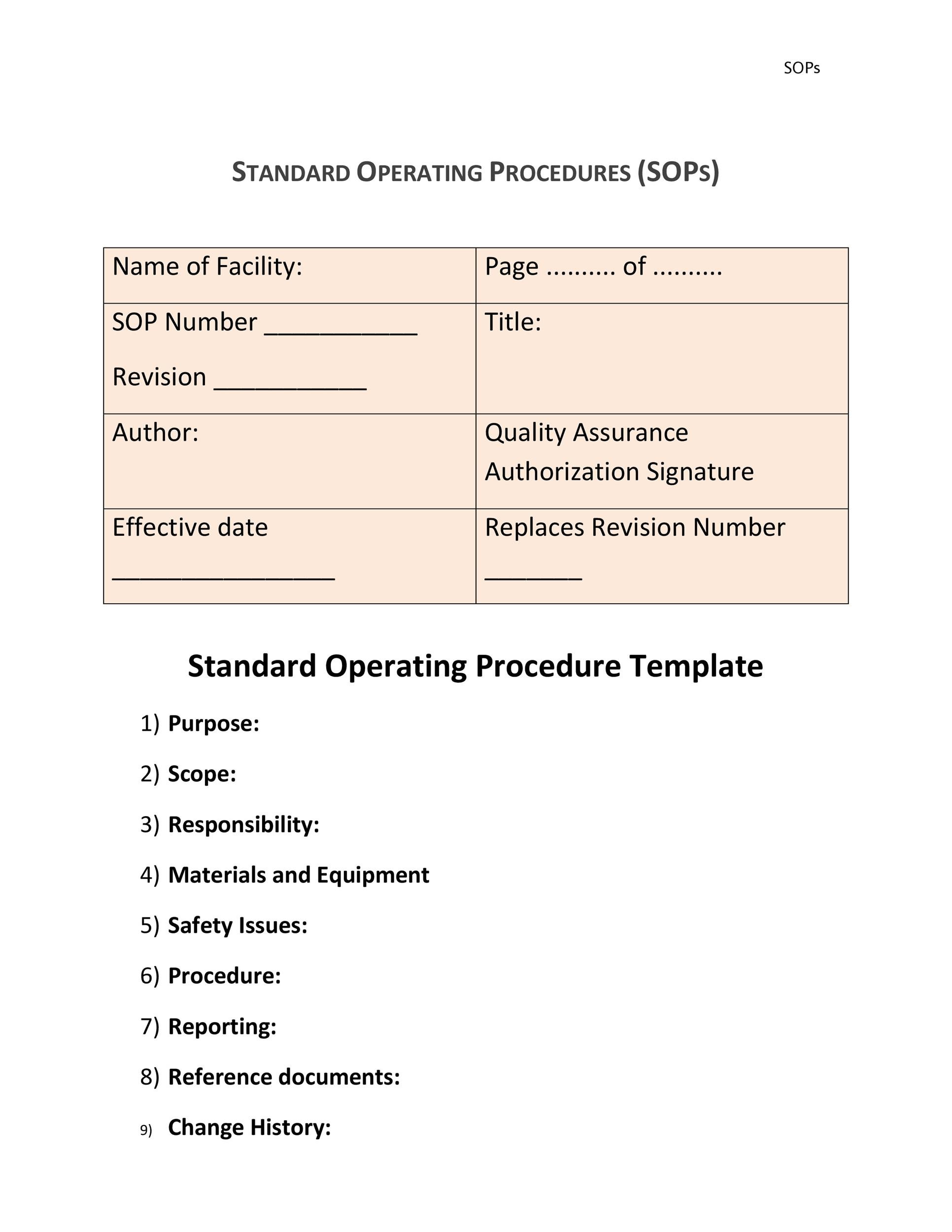 6 Standard Operating Procedure Sop Templates Sampletemplatess - Riset