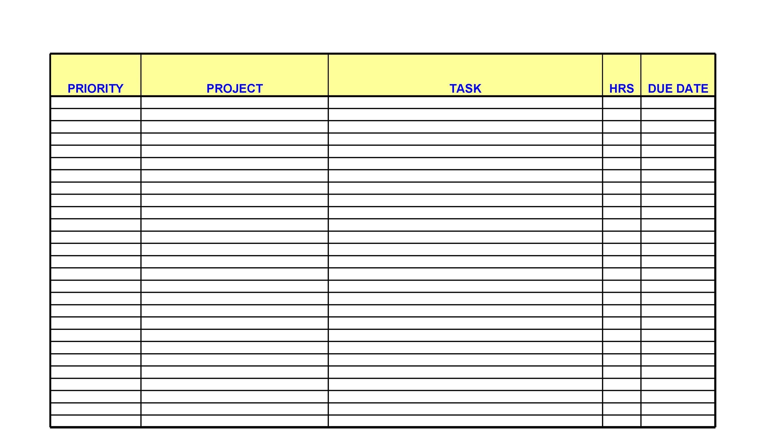 Work To Do List Template Printable