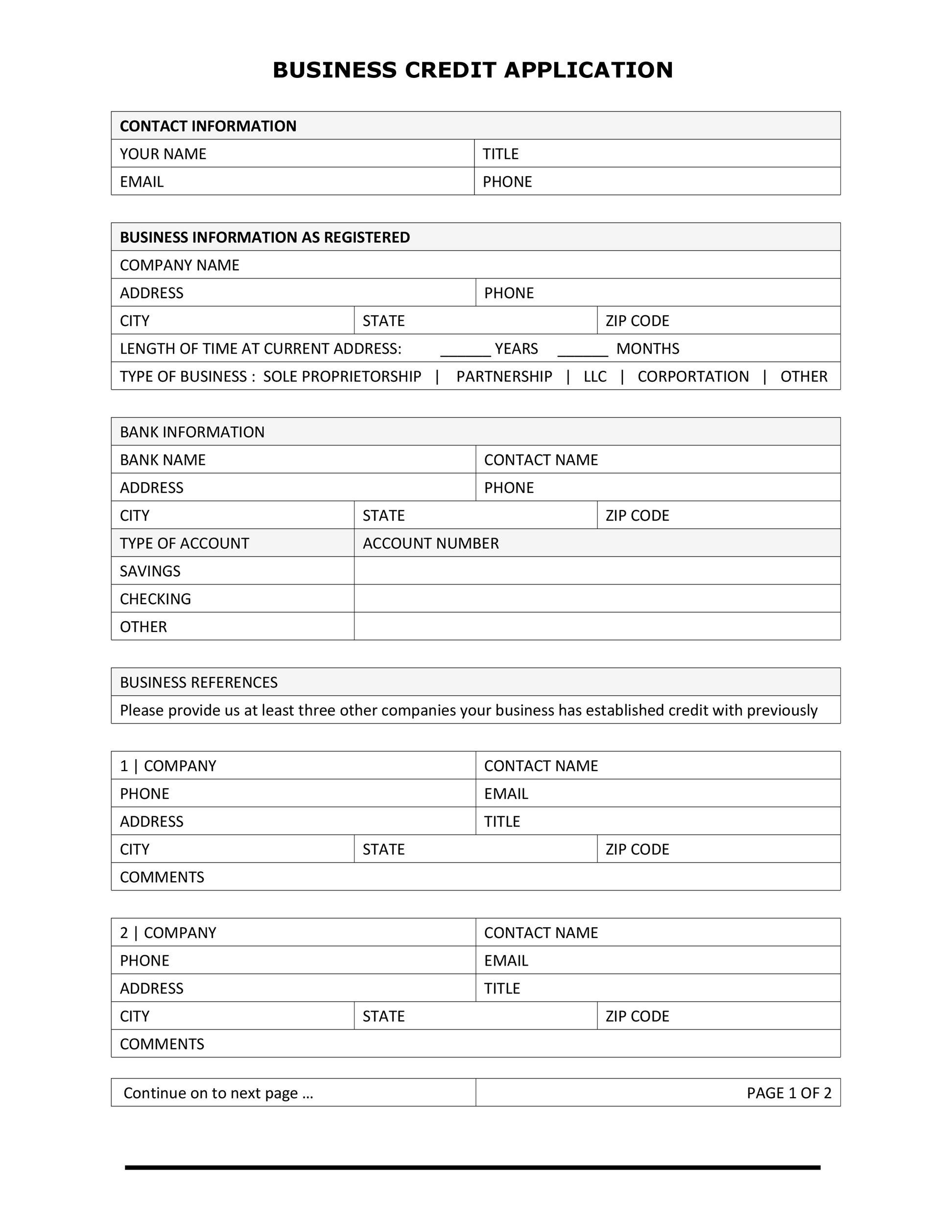 Free Credit Application Form 09