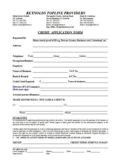 40 Free Credit Application Form Templates & Samples