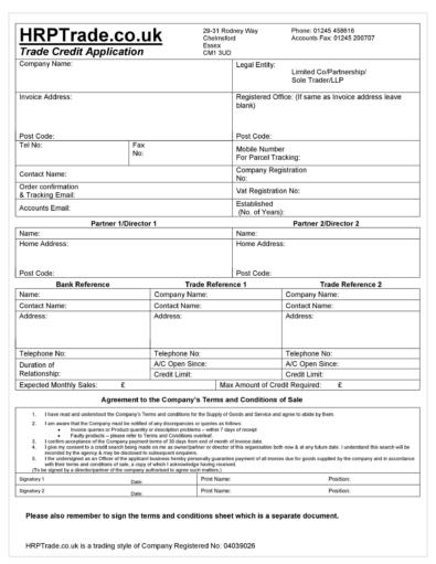 Image 2 for Credit Application And Agreement Template