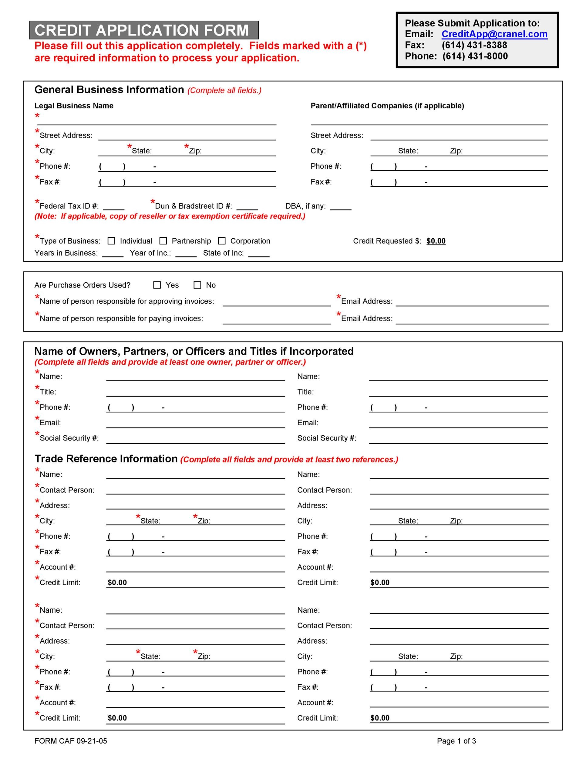 Free Credit Application Form 16