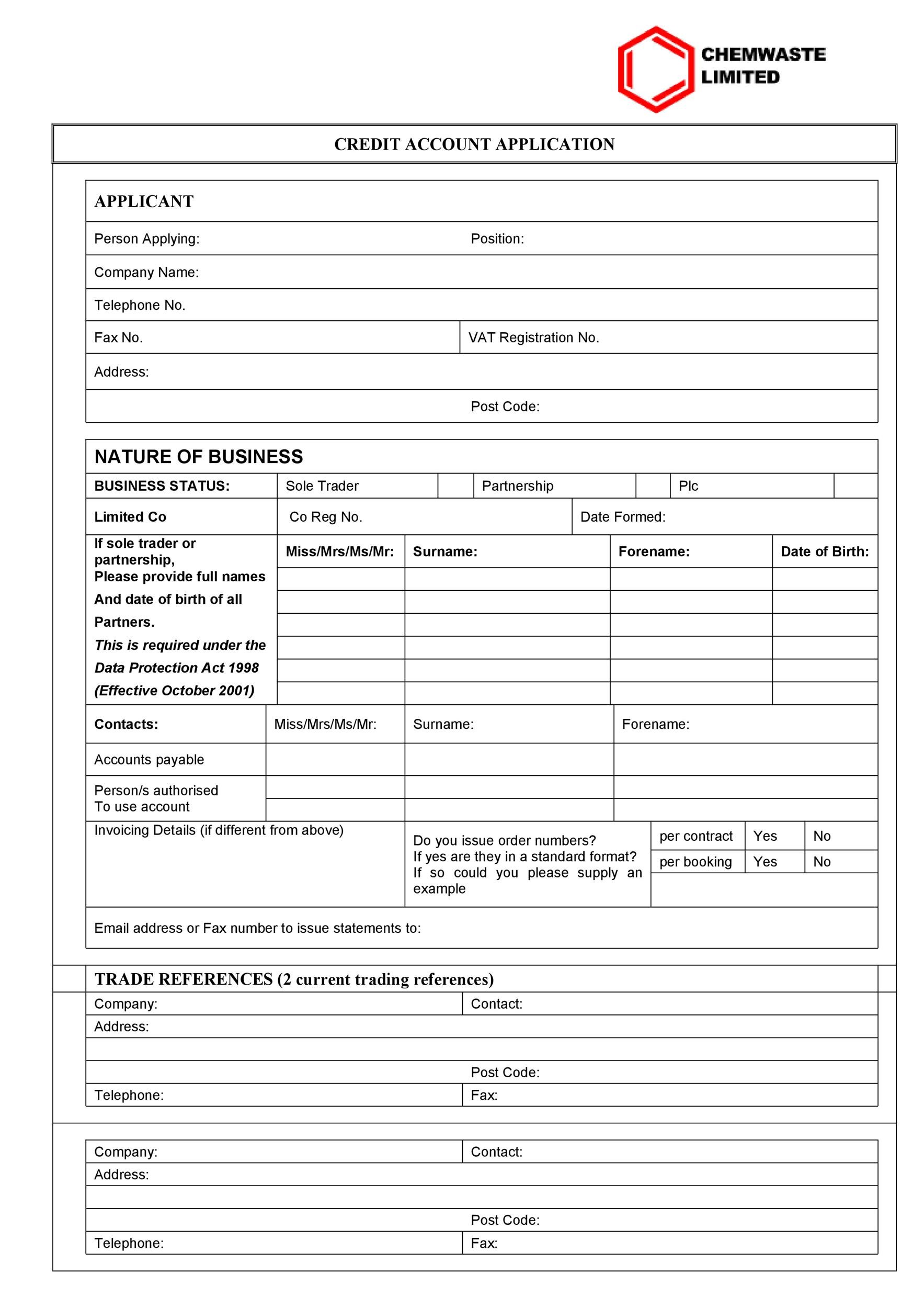 Free Credit Application Form 22