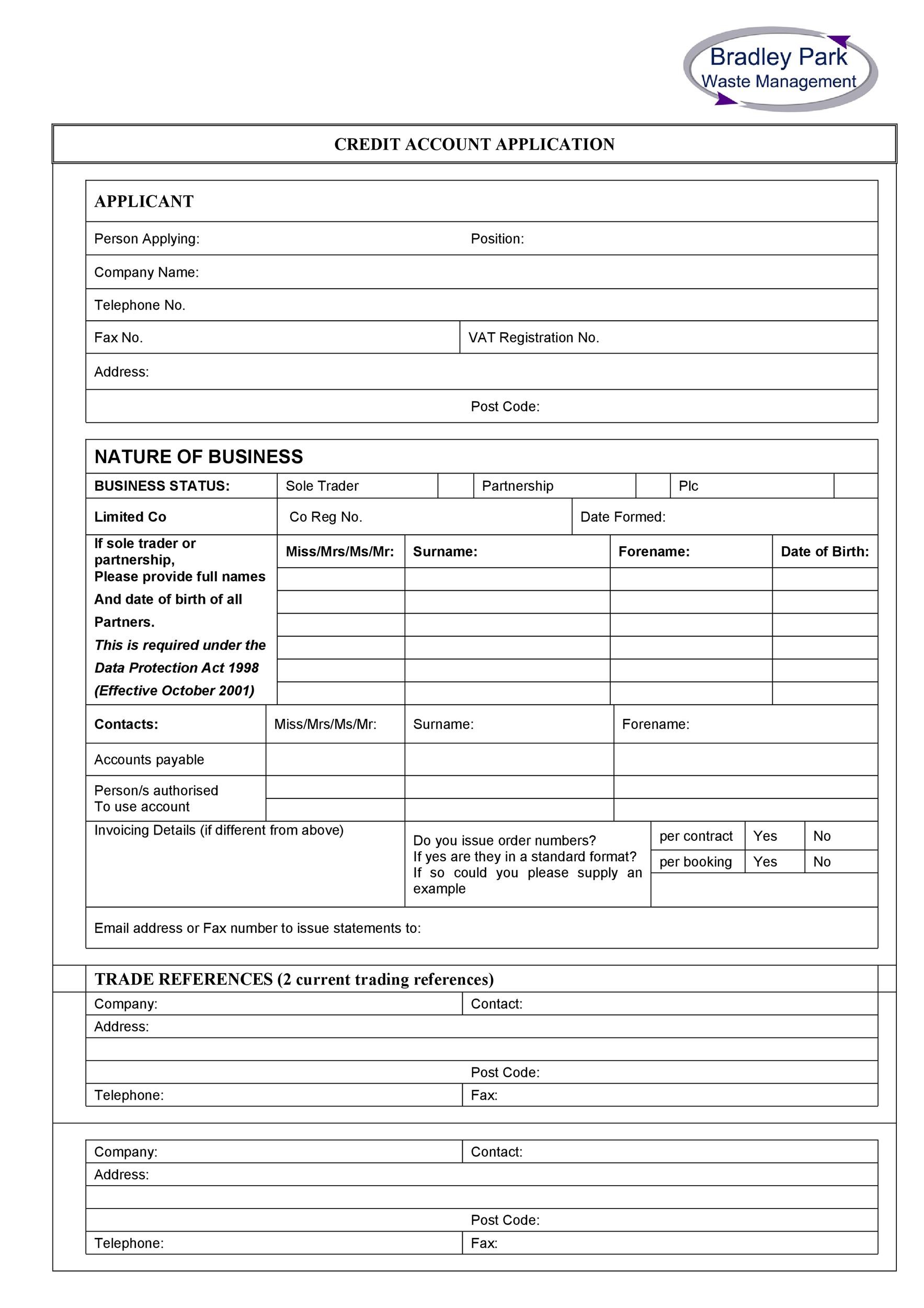Free Credit Application Form 25