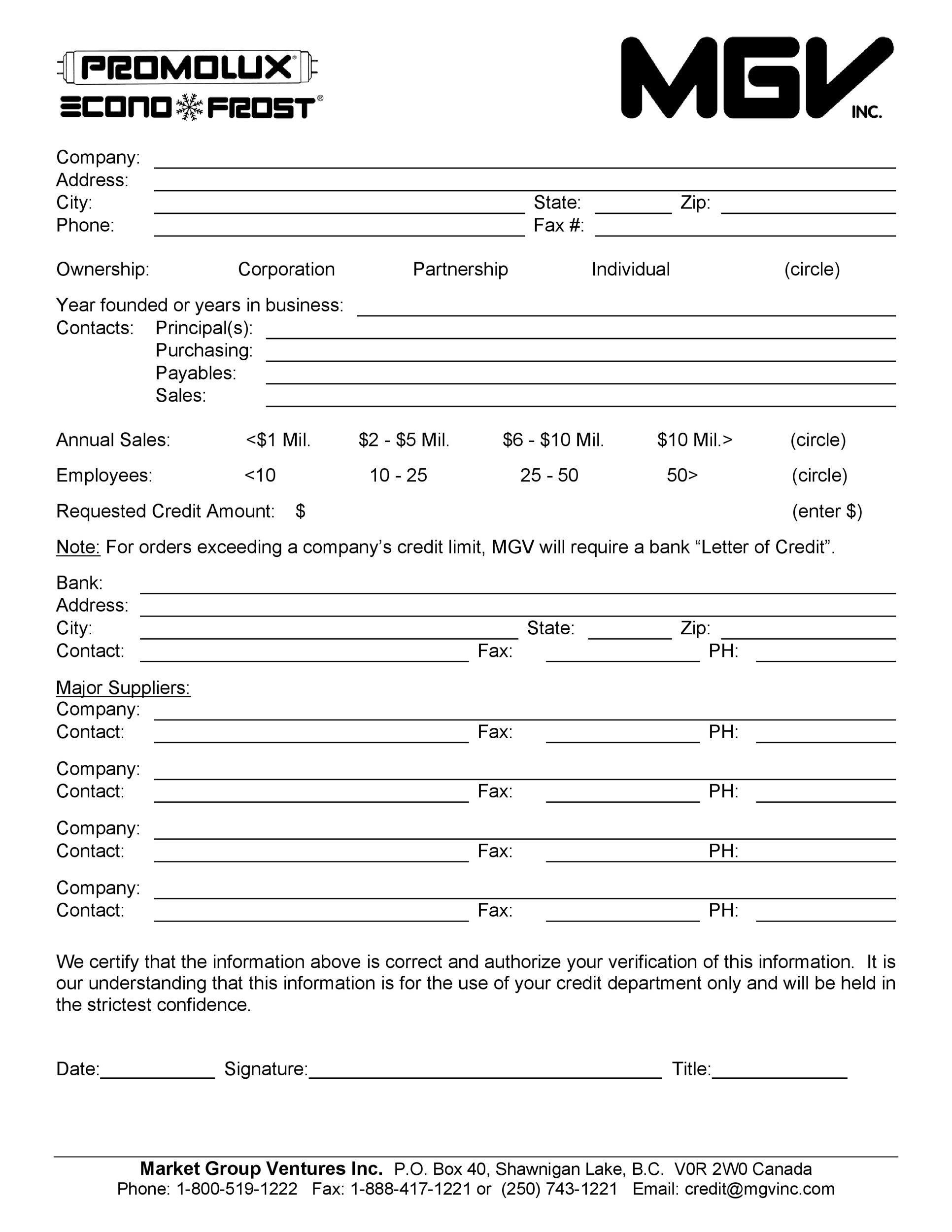 Free Credit Application Form 28
