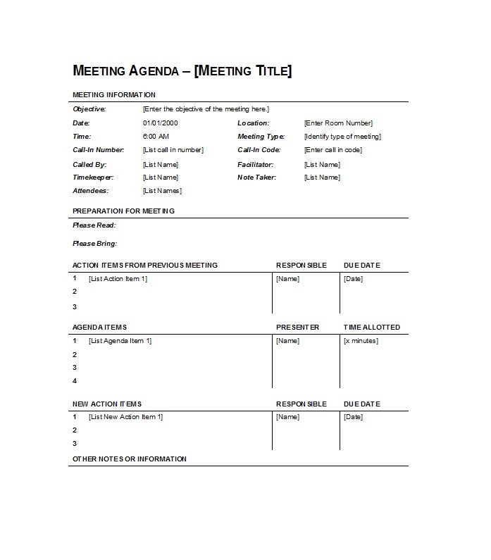 46 Effective Meeting Agenda Templates  Template Lab