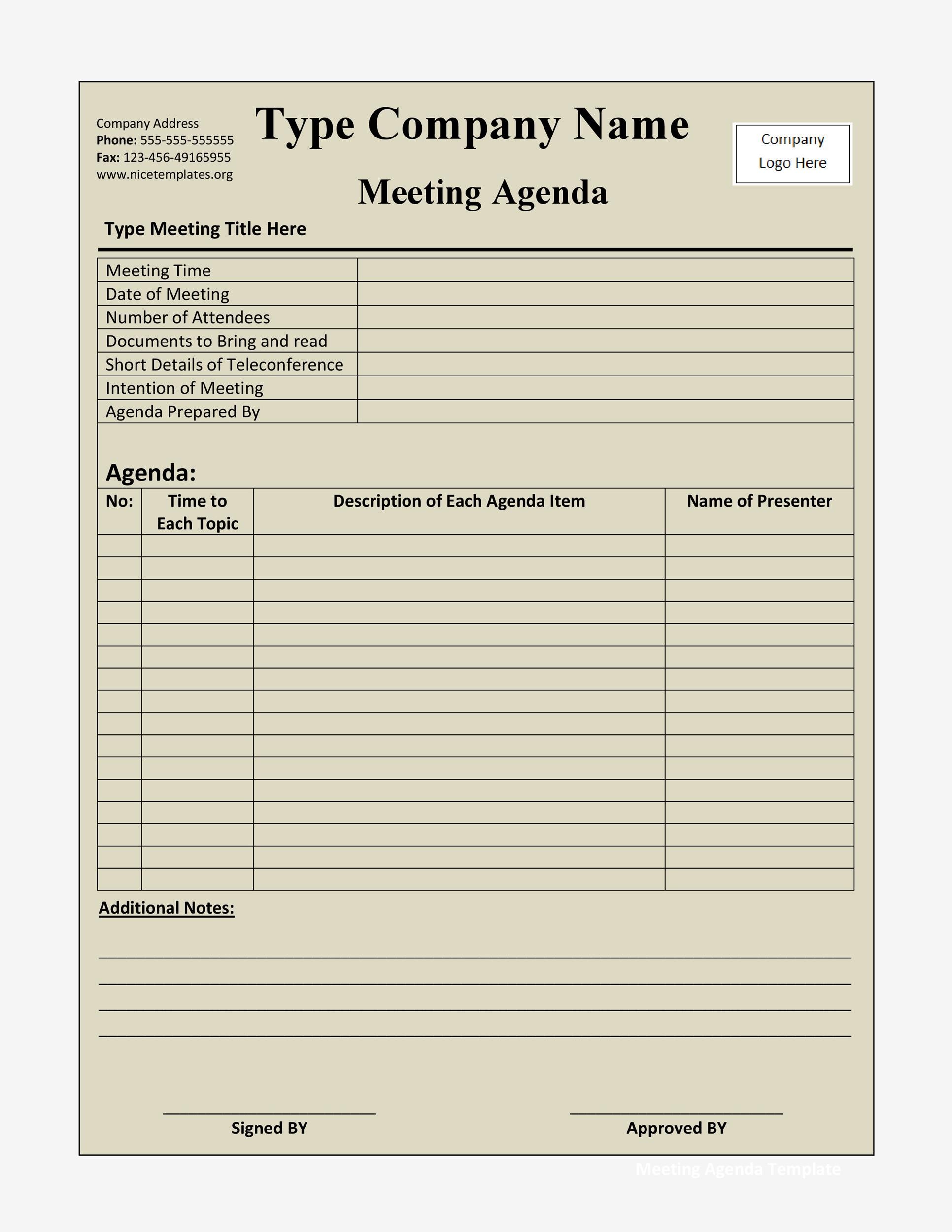 43 Effective Meeting Agenda Templates Word Excel 