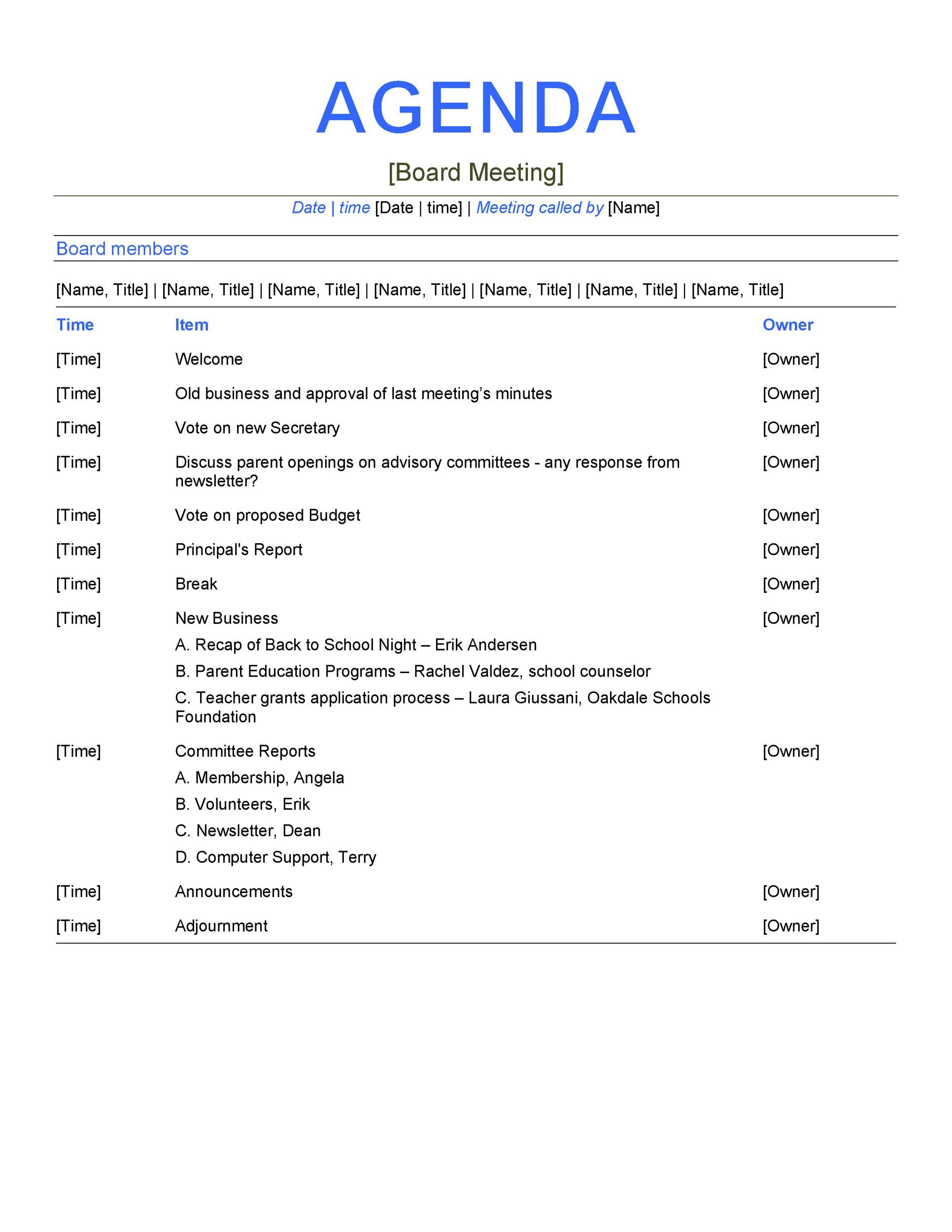 conference agenda templates