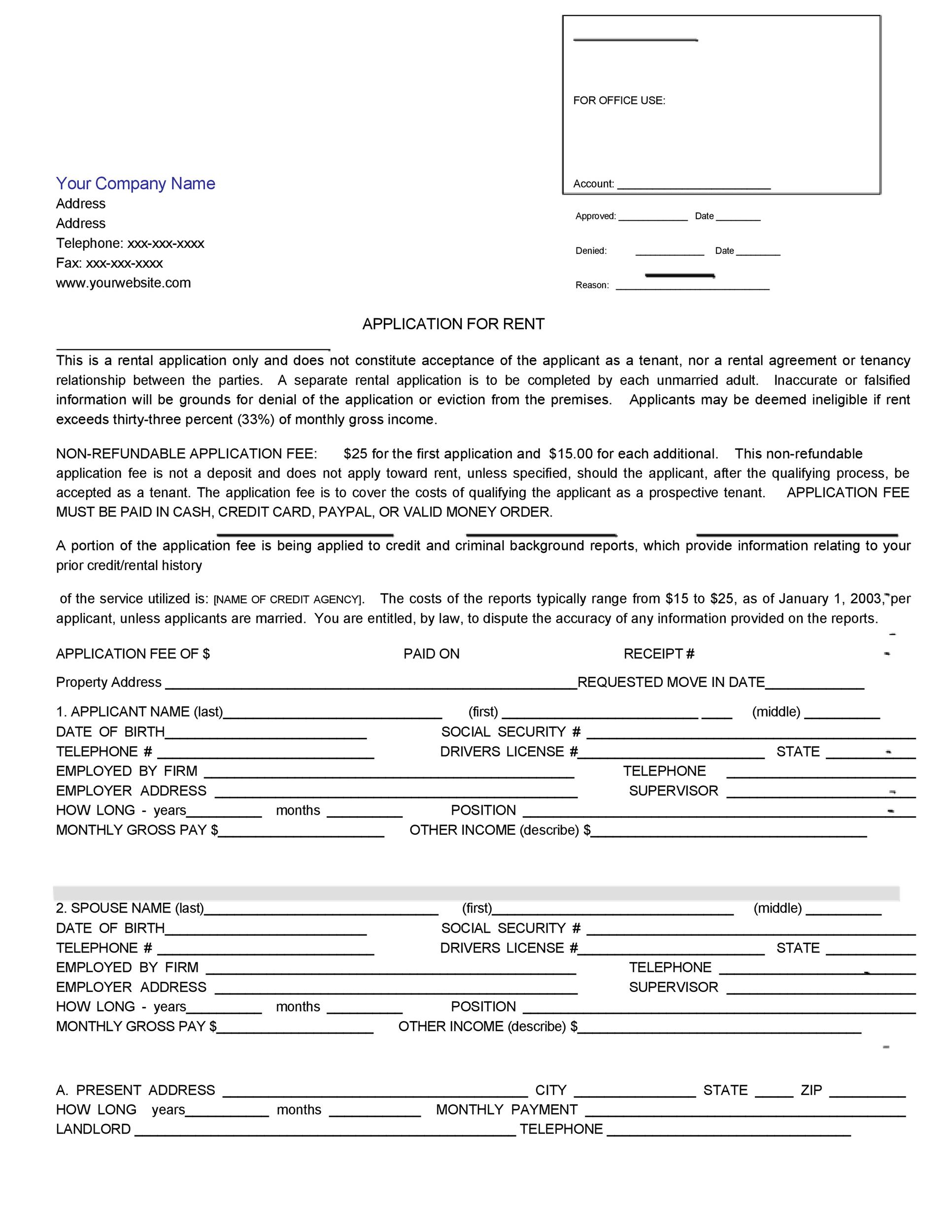 42 Rental Application Forms And Lease Agreement Templates 3052