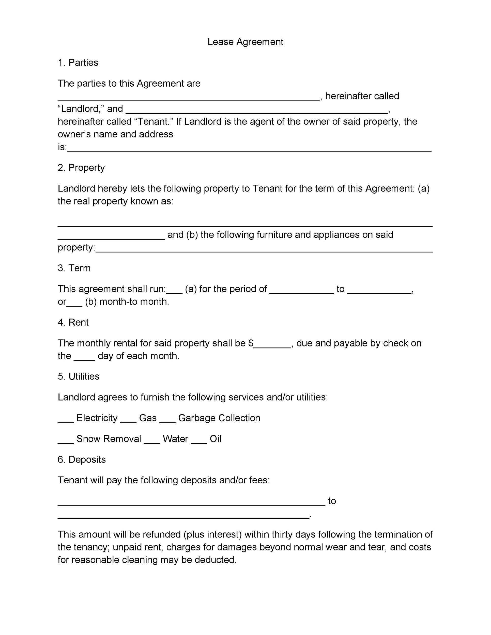 Garage Lease Agreement Template