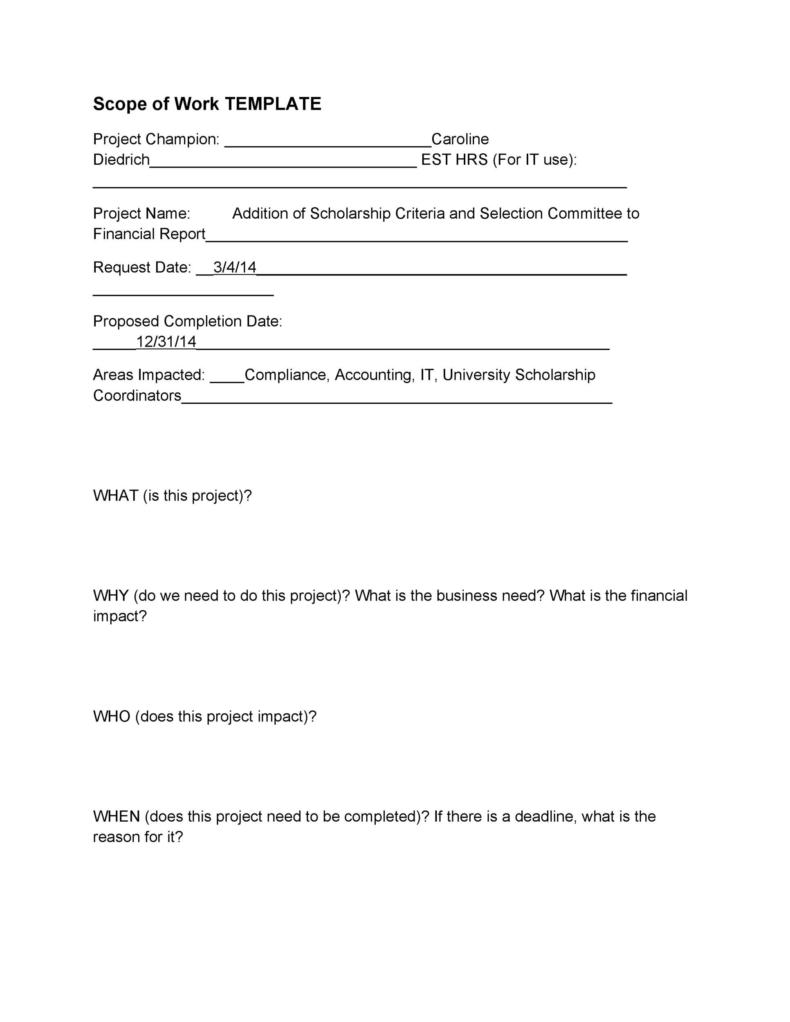 40 Readytouse Scope of Work Templates & Examples