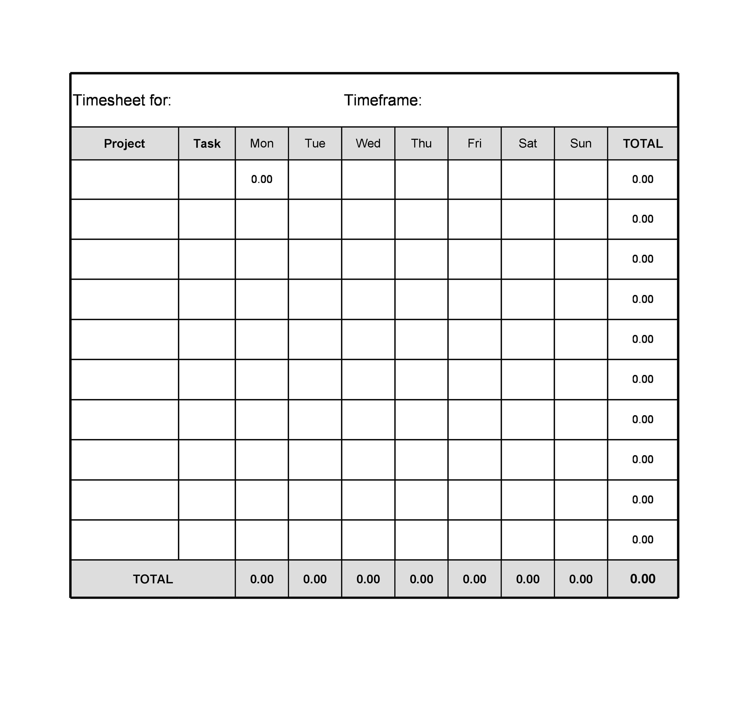 Design Templates Stationery PRINTABLE A4 Client Timesheet Record   Timesheet Template 05 