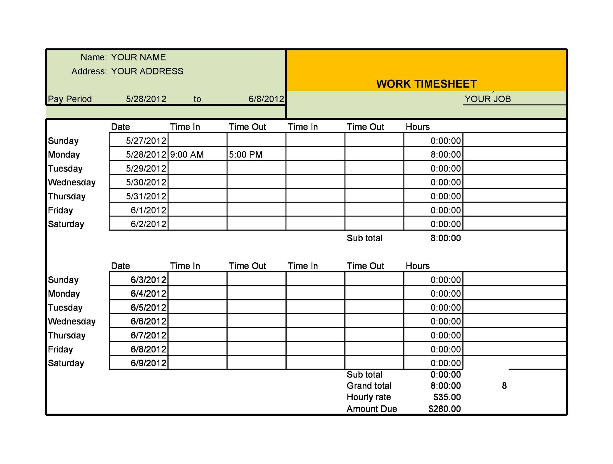Timesheet Template Excel Free For Your Needs Photos