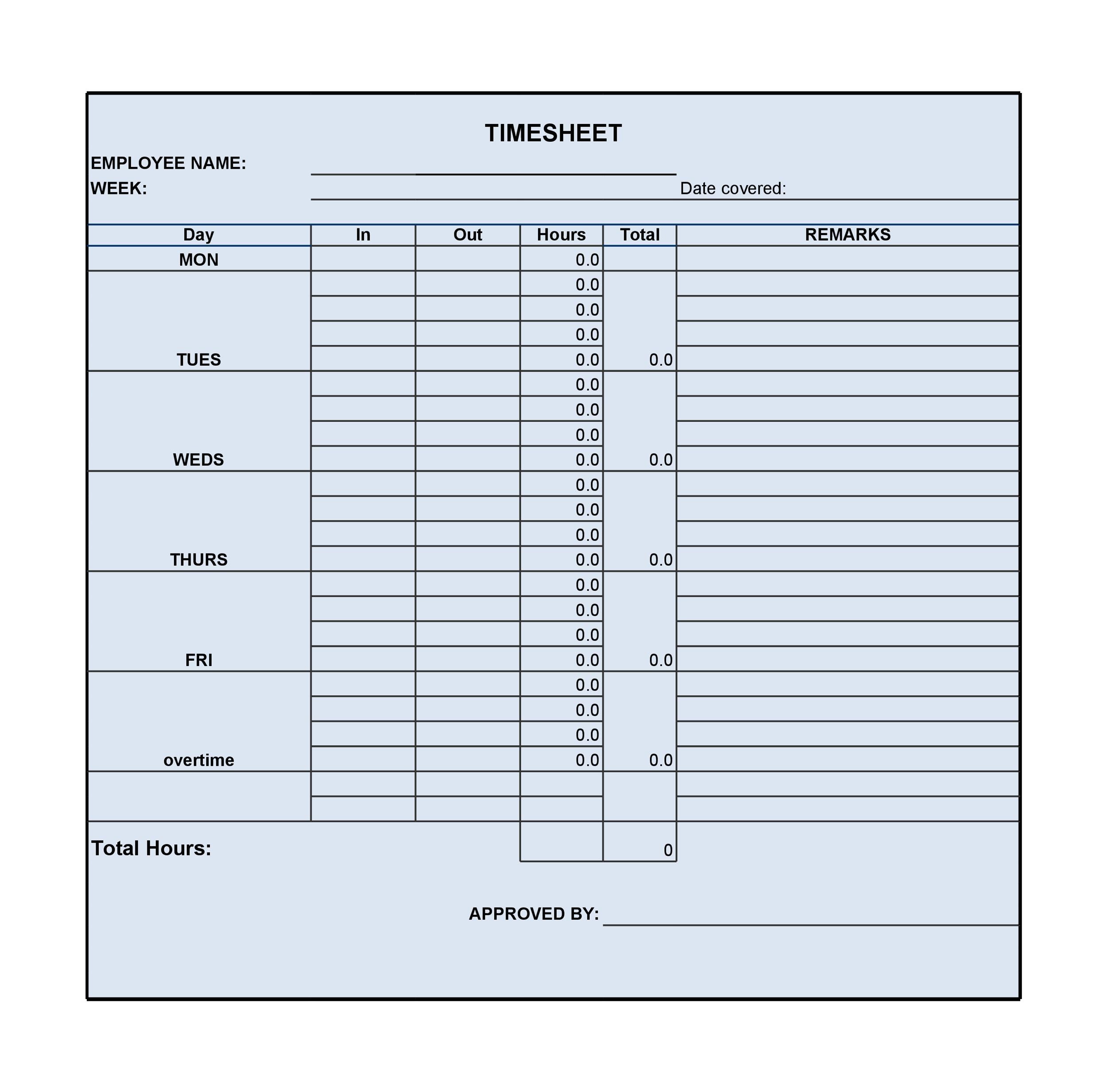 Free Time sheet Template 07