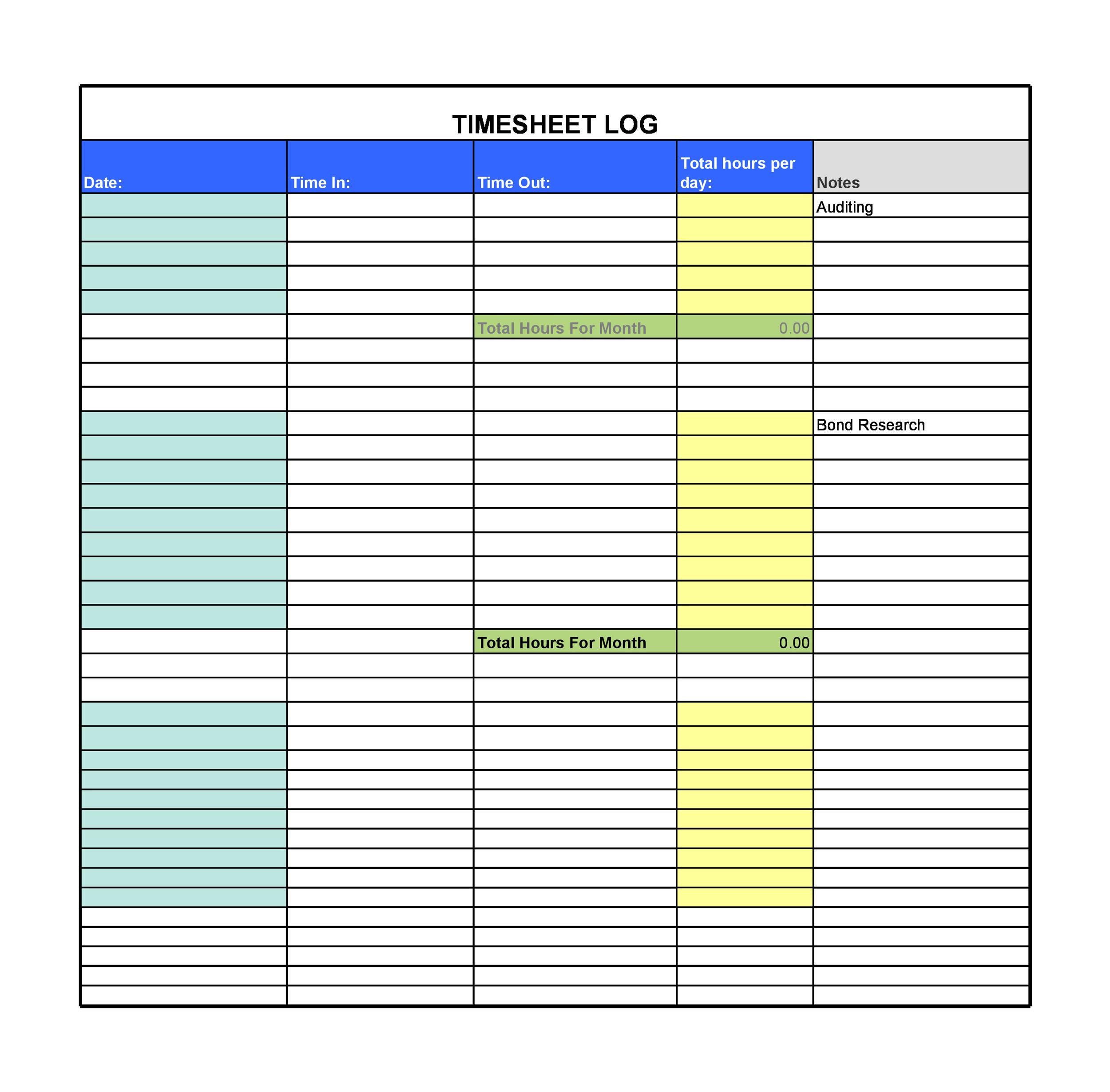 Free Time sheet Template 10