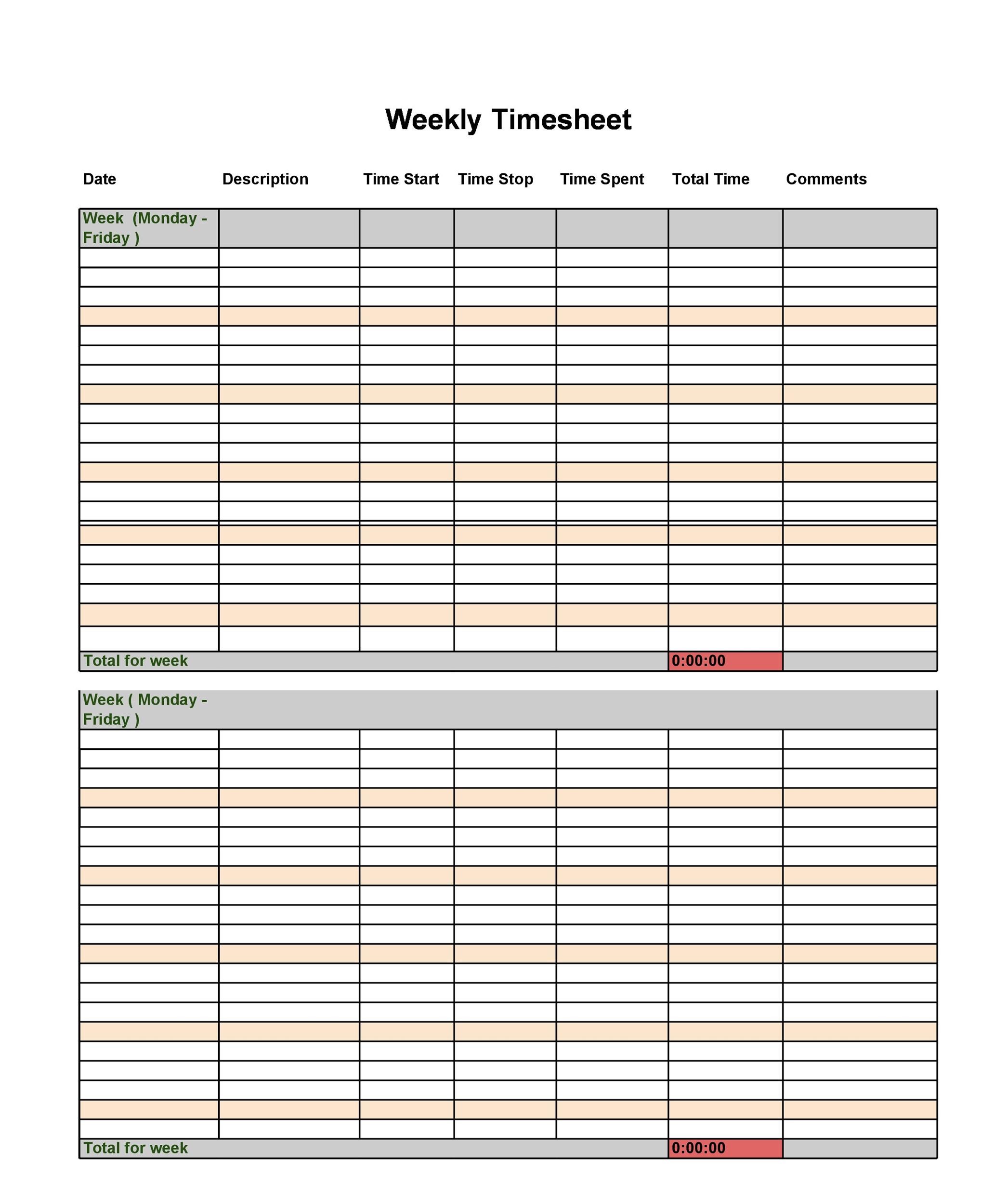 Free Time sheet Template 16