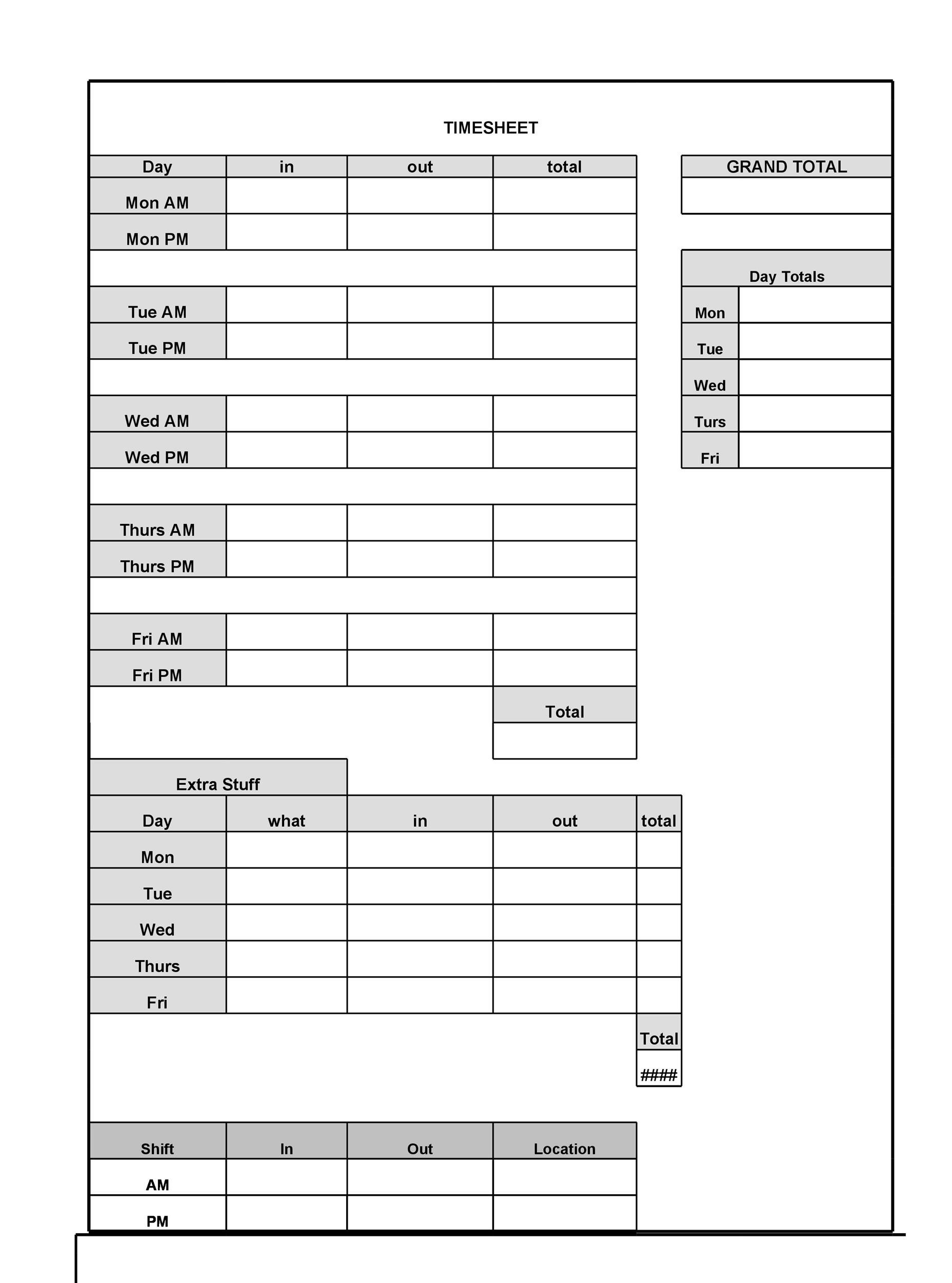 Free Time sheet Template 19