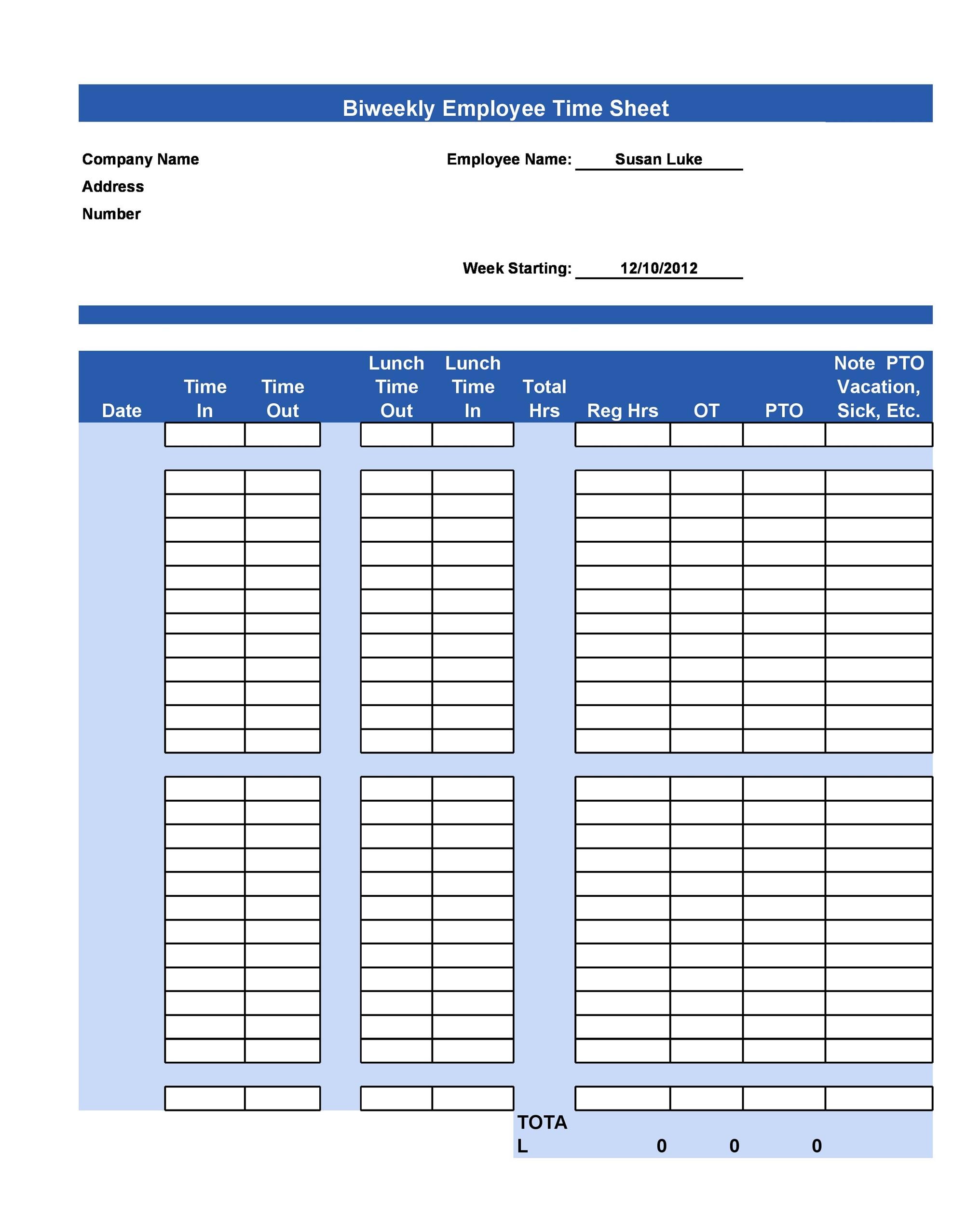 Free Time sheet Template 20